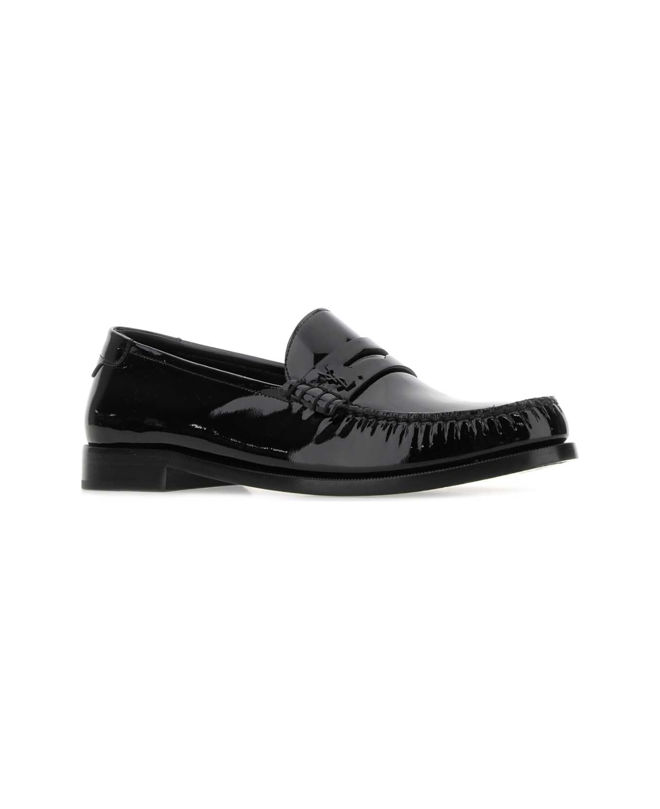 Saint Laurent Black Leather Loafers - Black