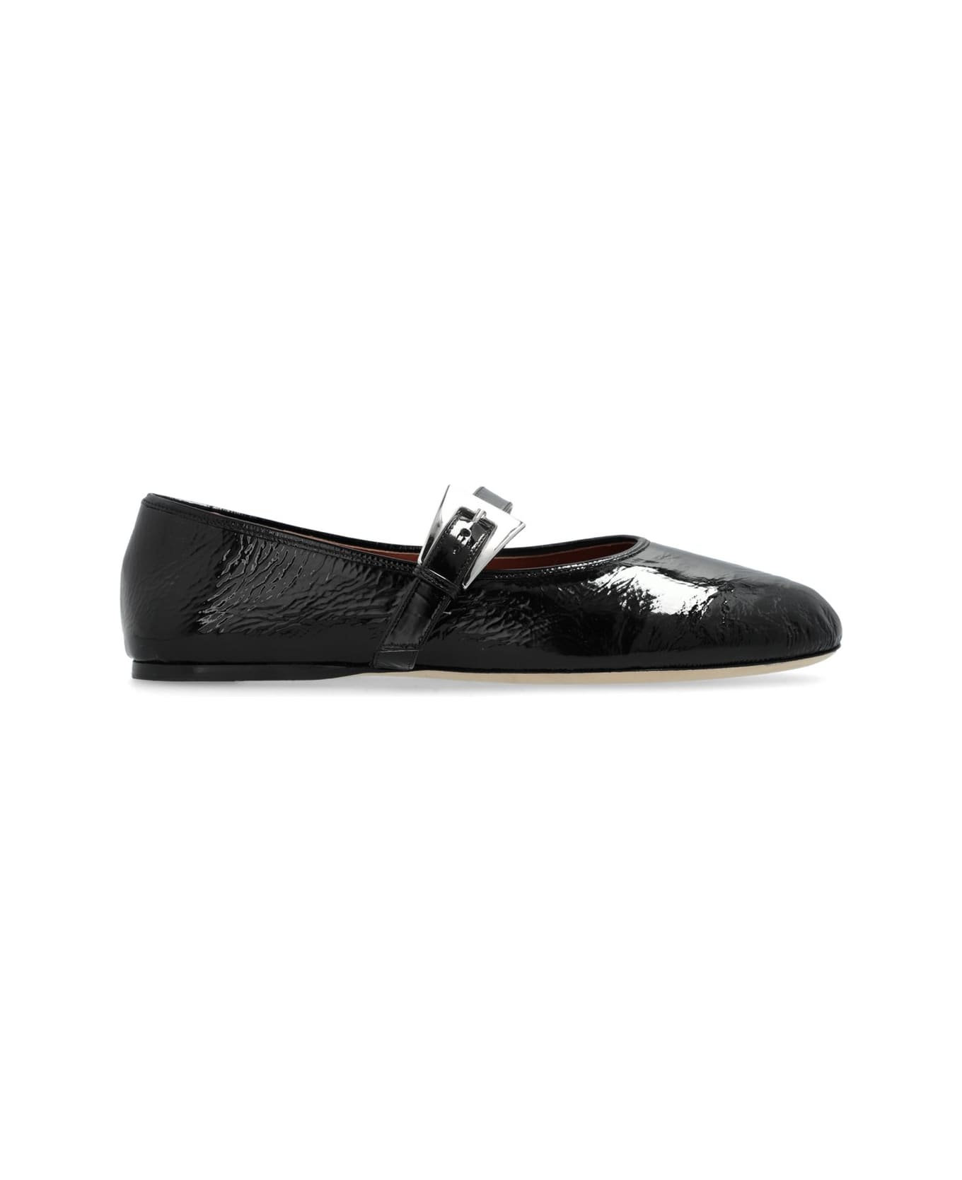 Paris Texas Sveva Patent Buckle Ballet Flat Shoes - Nero