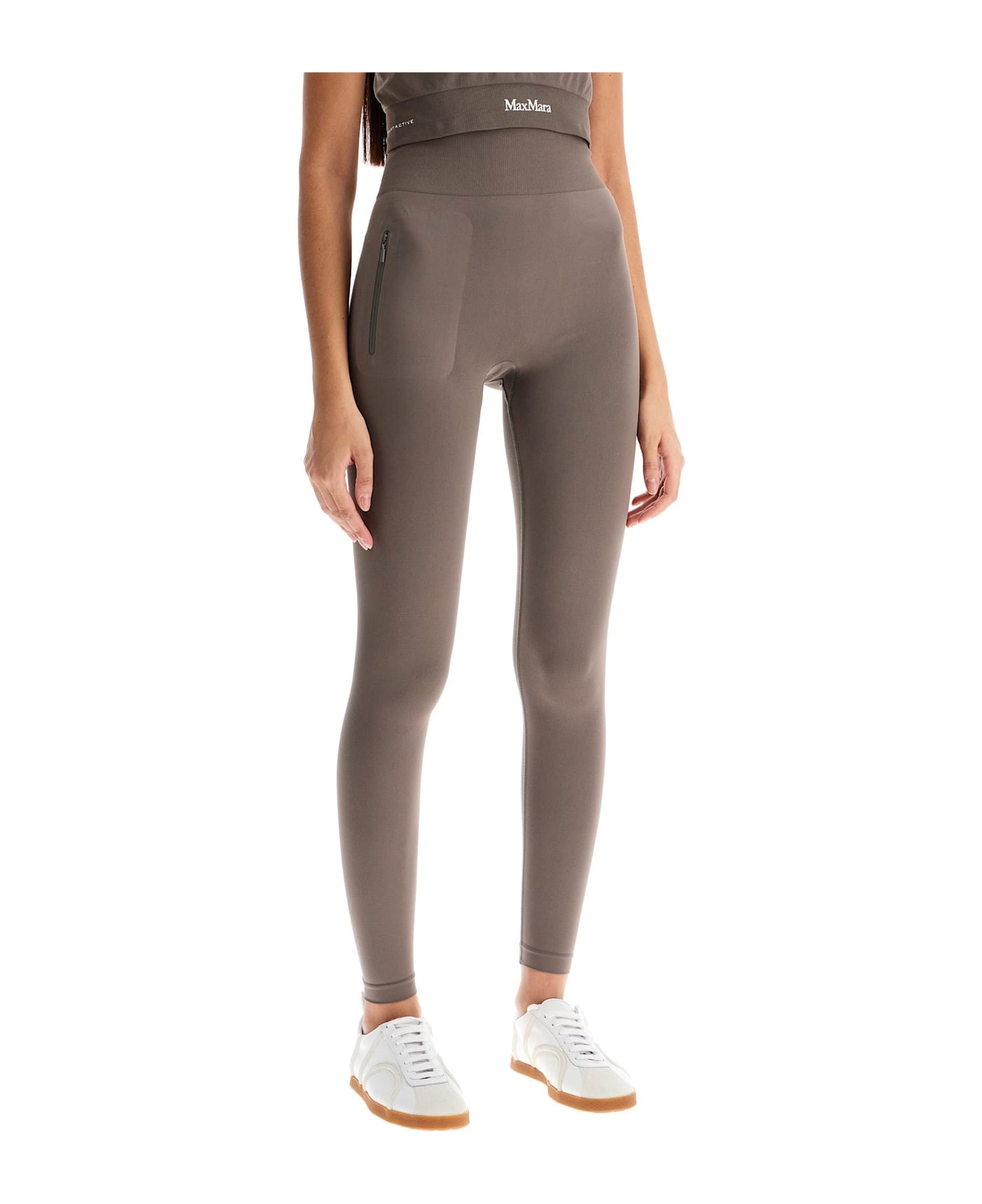 Max Mara 'fire' Sport Leggings With Logo Print - NOCCIOLA (Brown)