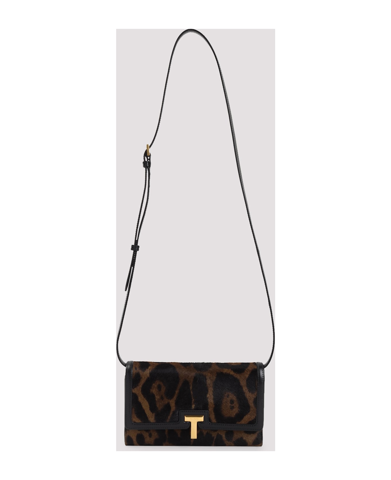 Tom Ford Leopard Wallet On Strap - Brown Olive Black