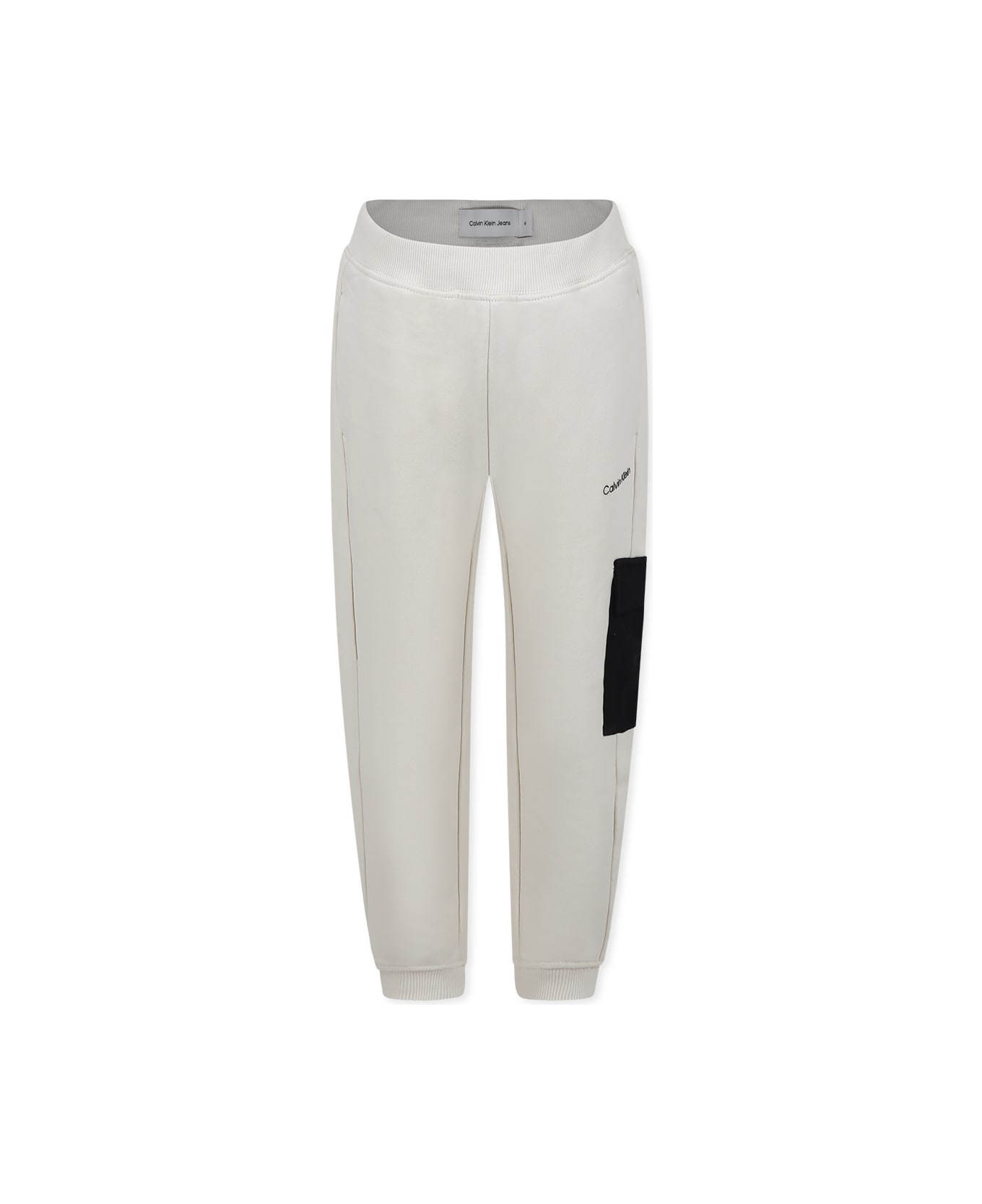 Calvin Klein Ivory Trousers For Boy With Logo - Ivory