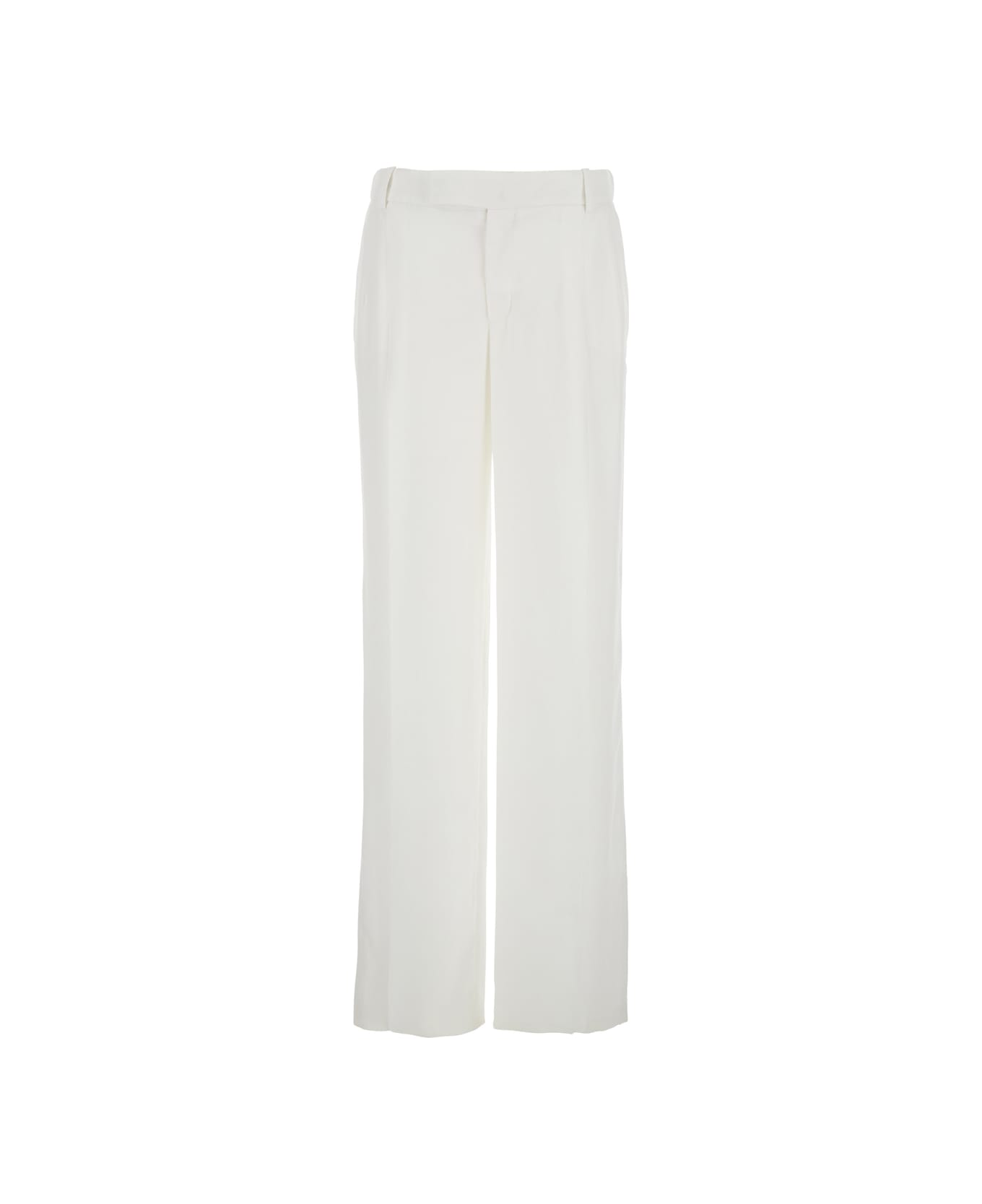 Federica Tosi White Palazzo Pants With Pences On The Front In Viscose Woman - White