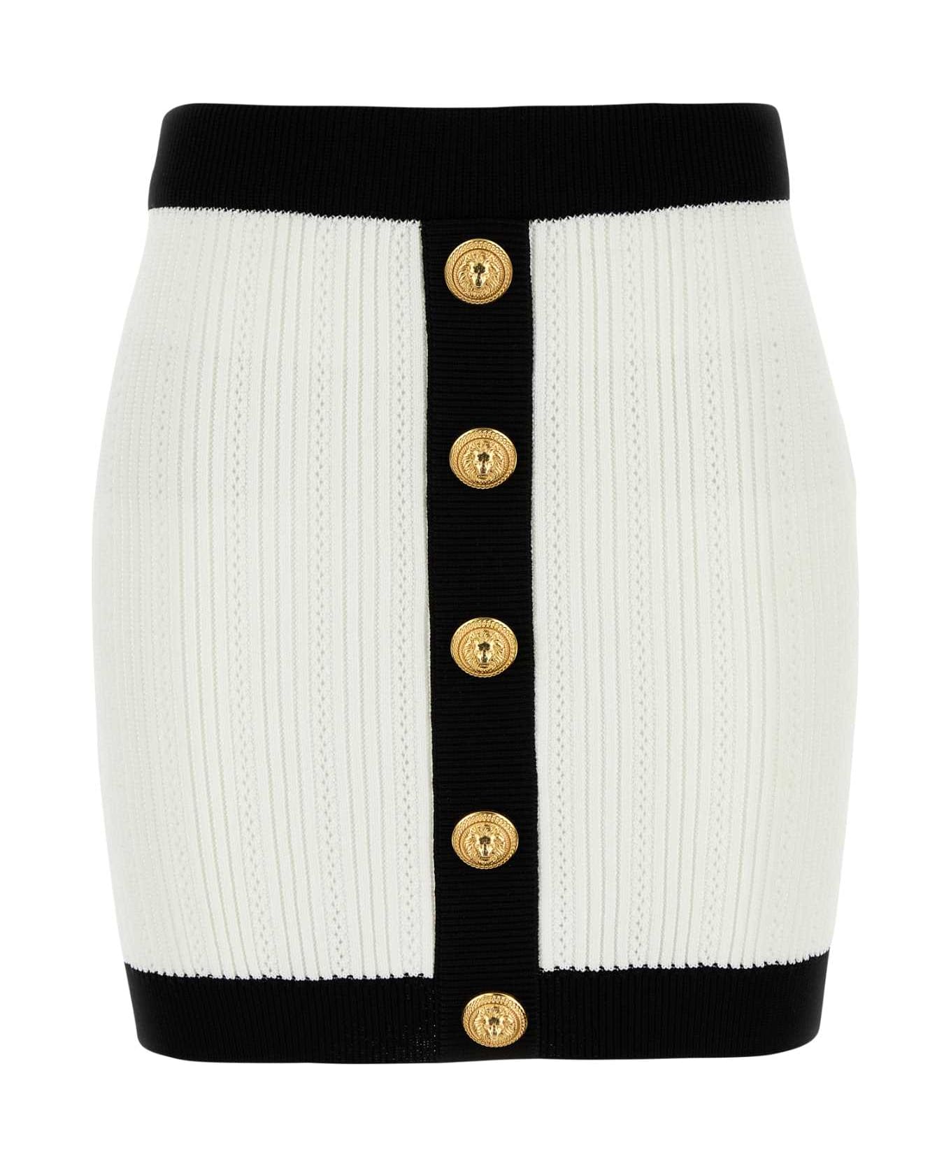 Balmain White Viscose Blend Mini Skirt - BLANCNOIR