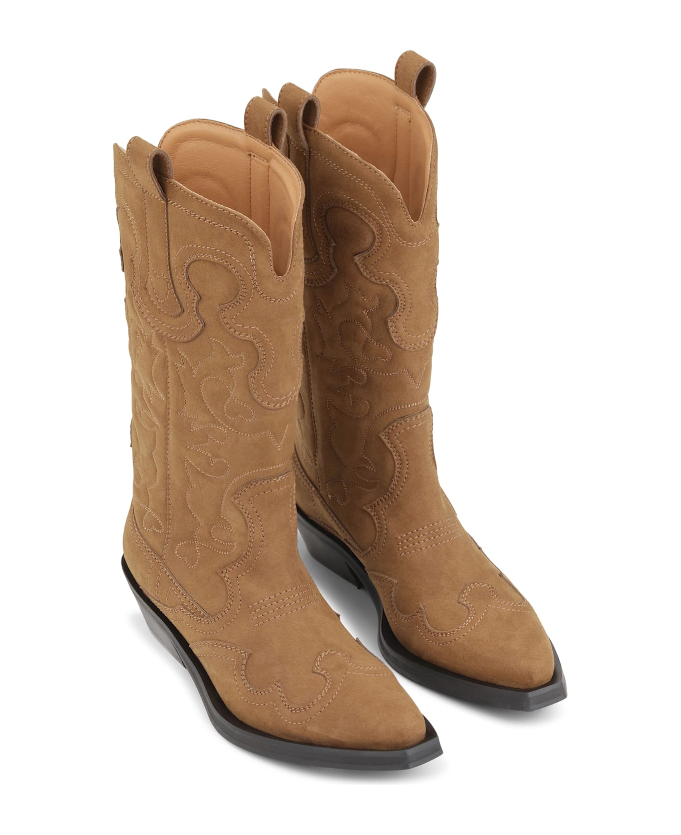 Ganni Stivali Western 40mm - Leather Brown