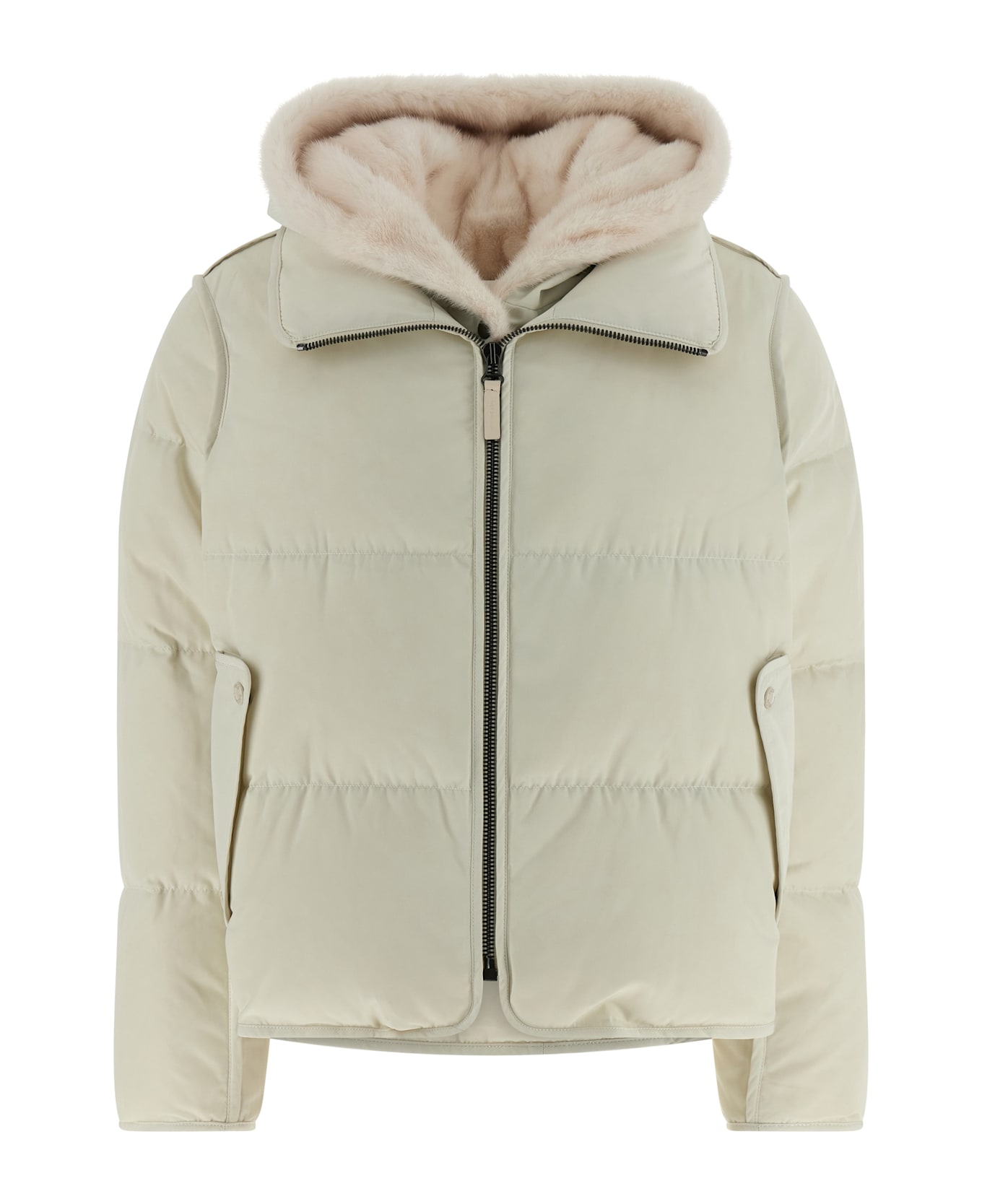 Salomon Fur Insert Cropped Down Jacket - White