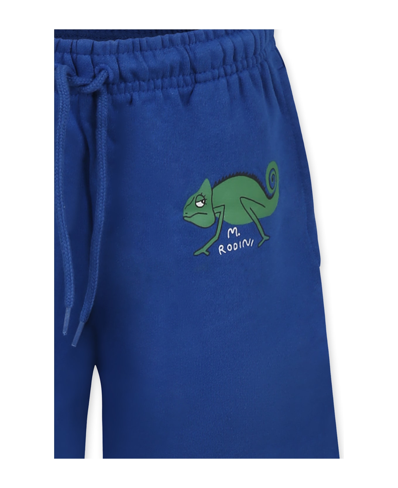 Mini Rodini Blue Shorts For Boy With Chameleon - Light Blue
