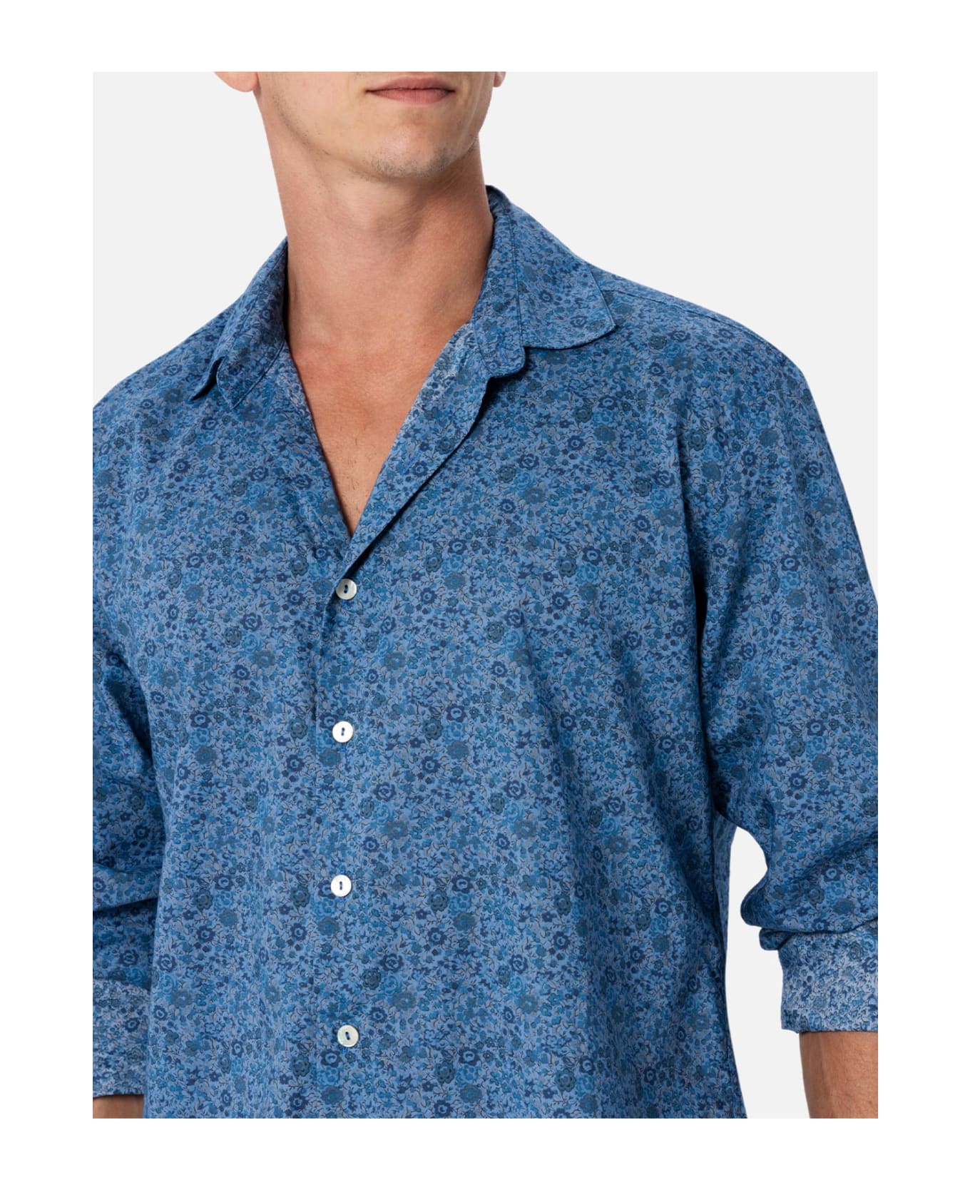 MC2 Saint Barth Man Emma 
Georgina Muslin Cotton Shirt Sikelia | Made With Liberty Fabric - BLUE