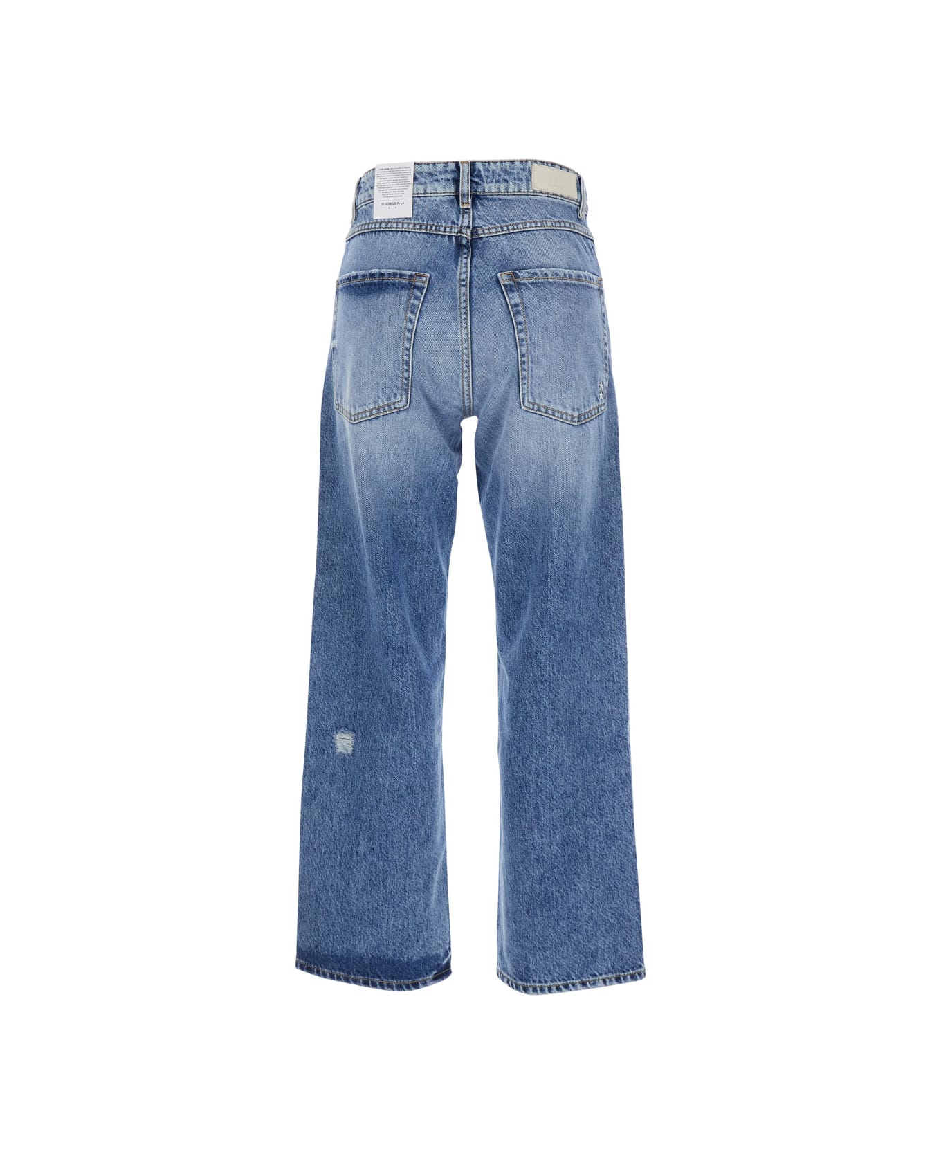 Icon Denim Light Blue Jeans With Logo Patch On The Rear And Ripped Detail On The Rear In Denim Woman - Light blue