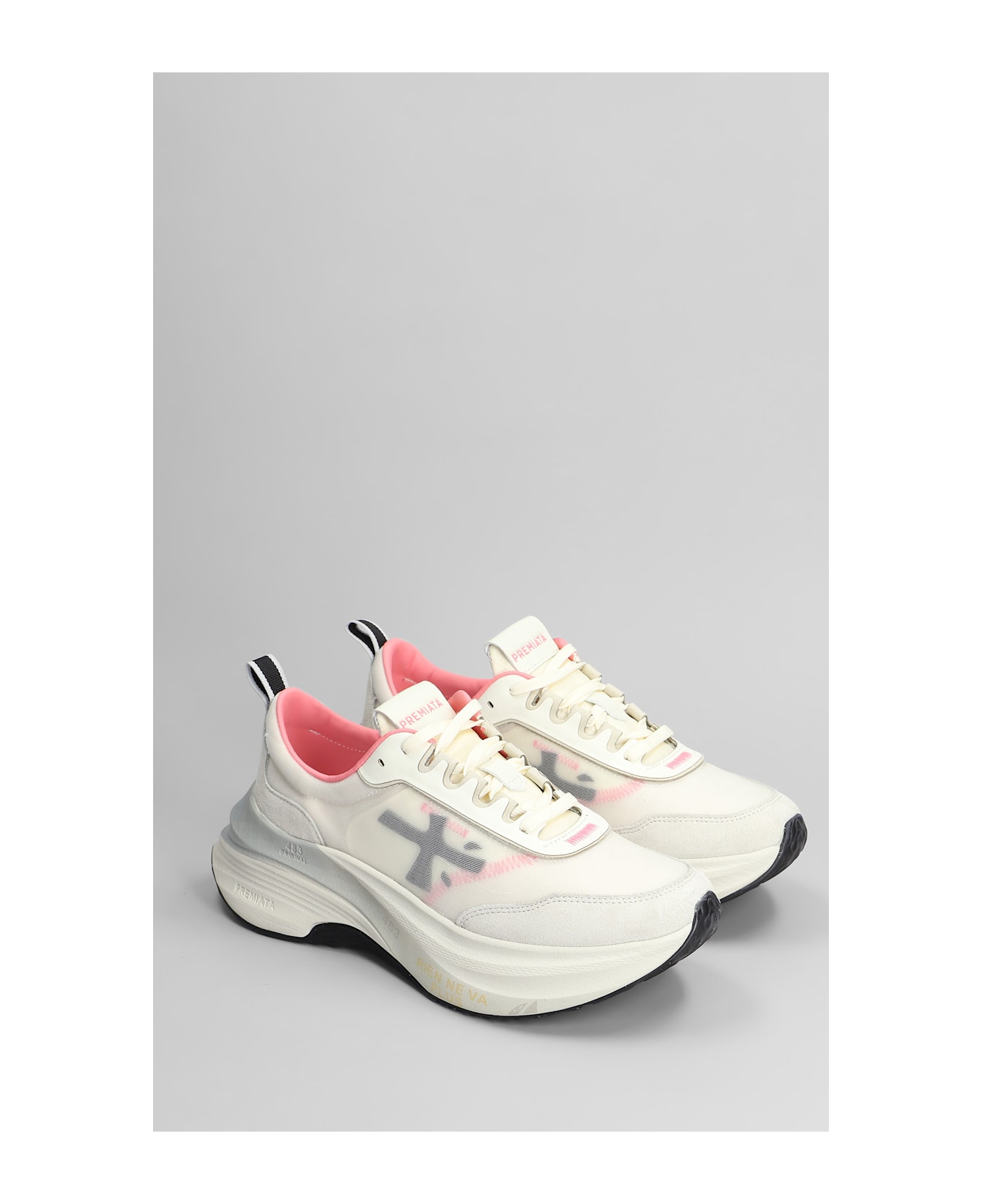 Premiata Hill Sneakers In Beige Suede And Fabric - beige