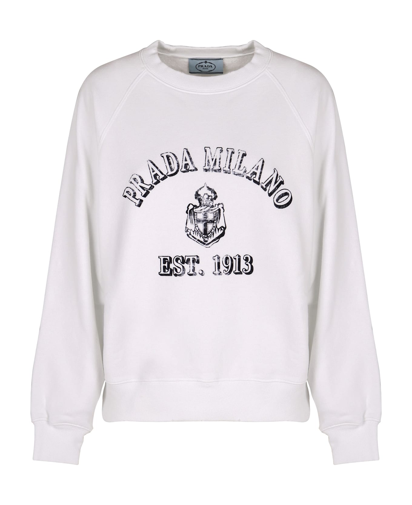 Prada Logo Detail Cotton Sweatshirt - White