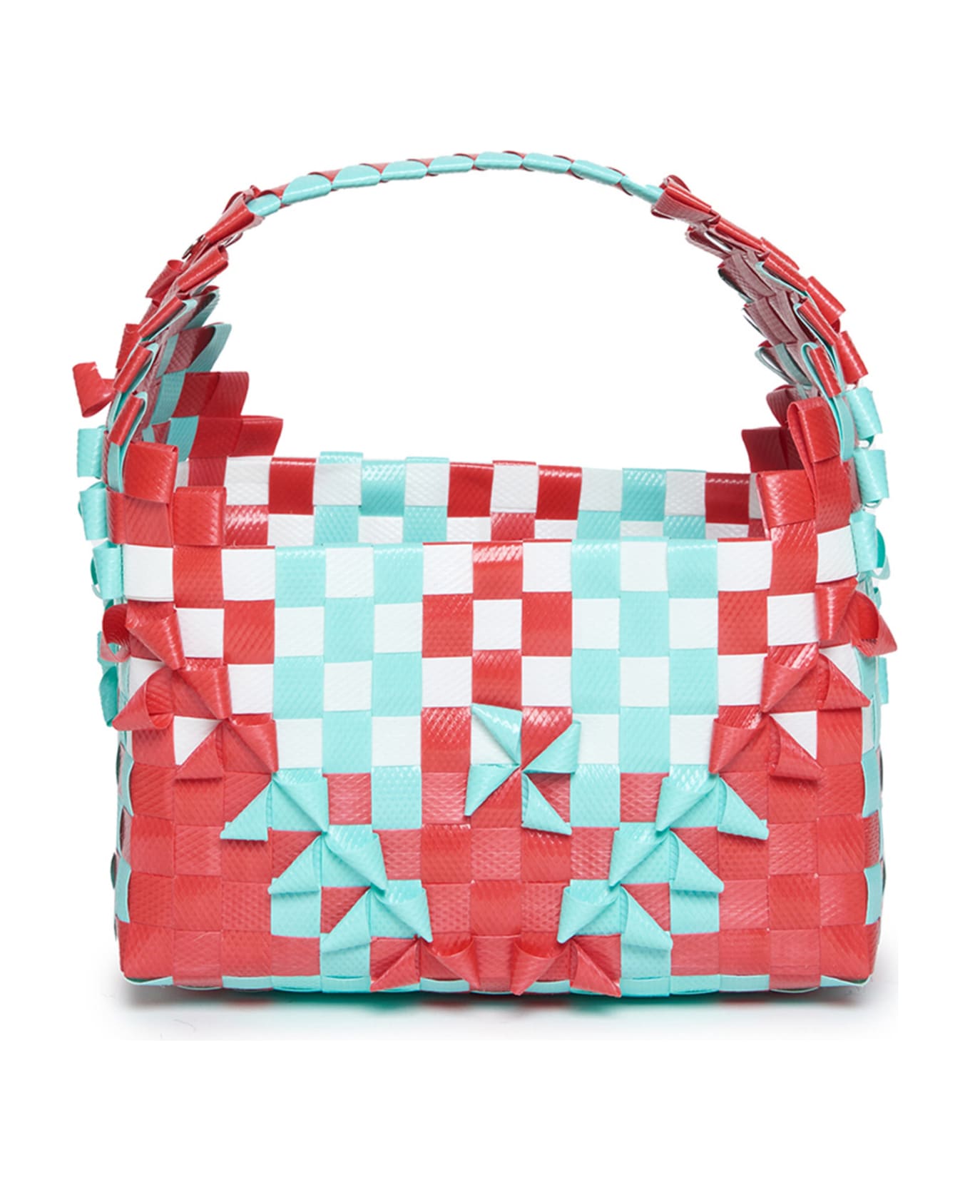 Marni Mw80f Rainbow Bag Bags Marni Red Woven Rainbow Bag With Single Handle And Applied Logo - Ibiscus