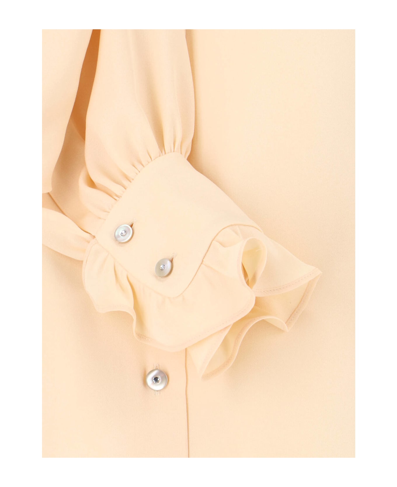 Valentino Silk Shirt With Ruffles - Beige