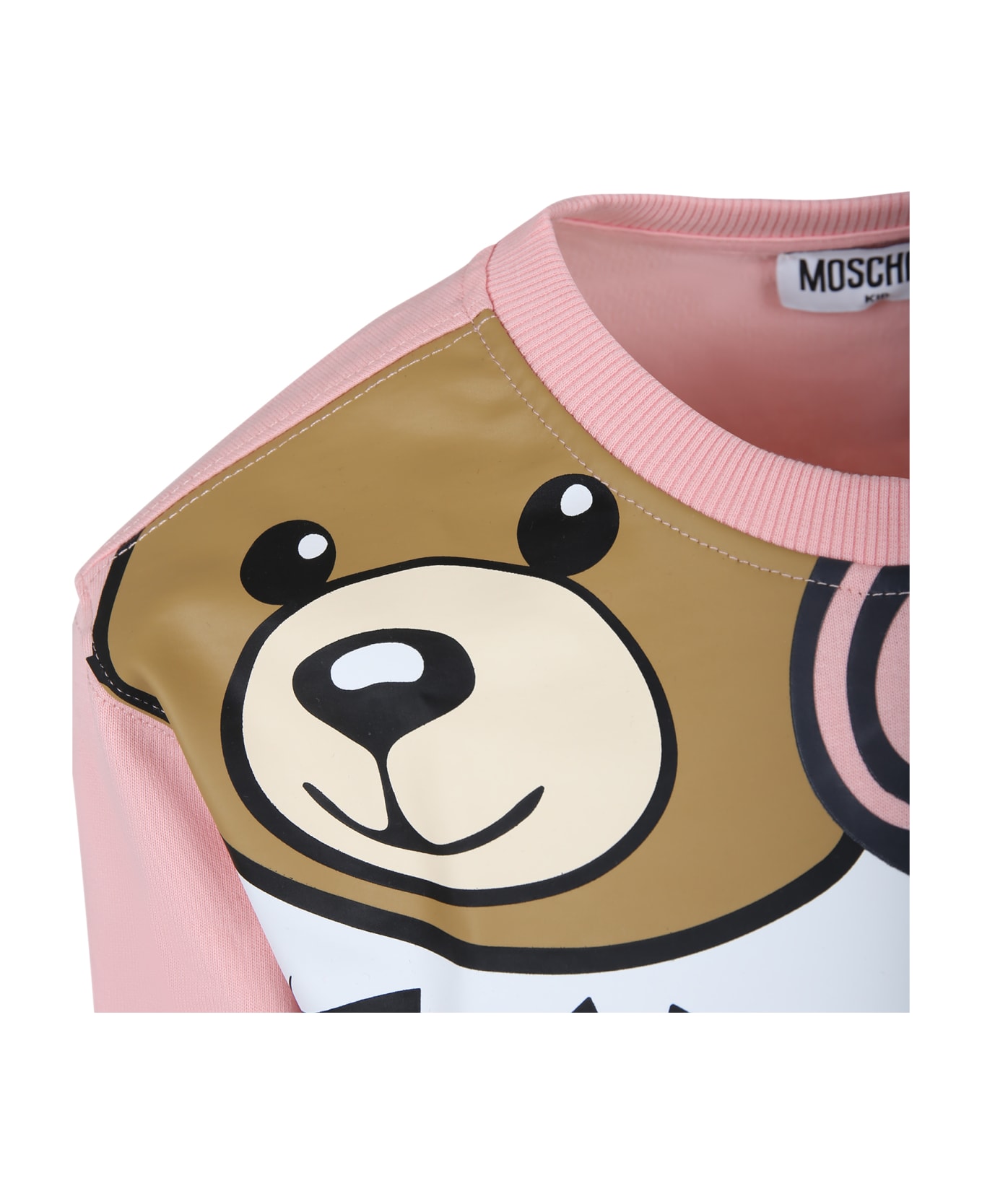 Moschino Pink Sweatshirt For Girl With Teddy Bears And Logo - Pink