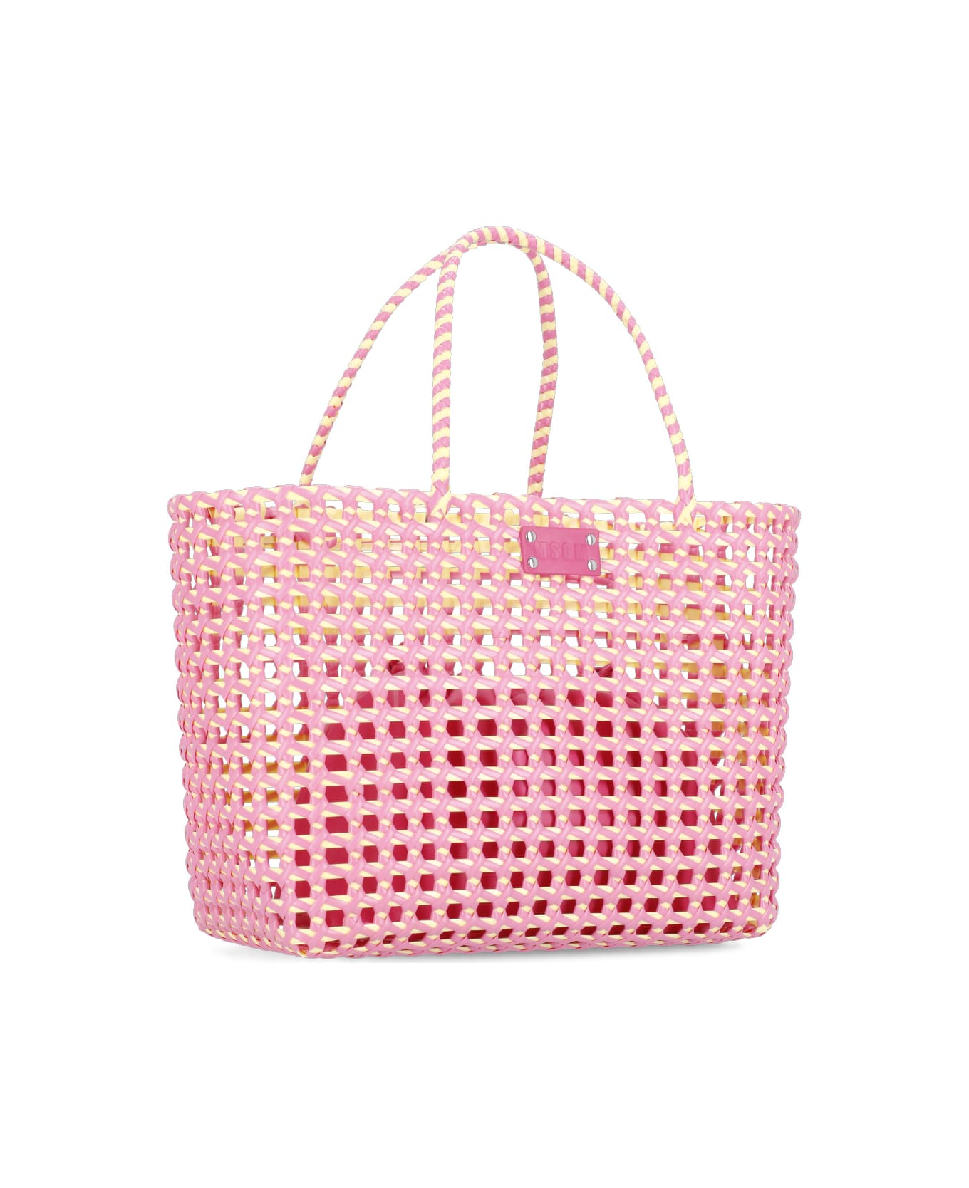 MSGM Maxi Tote Woven Bag - Pink