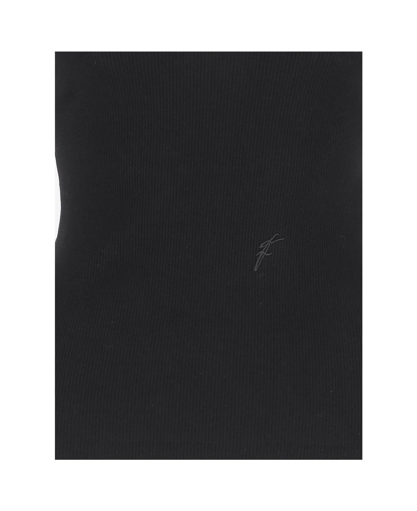 Ferragamo Cotton Top With Shaped Neckline - Black