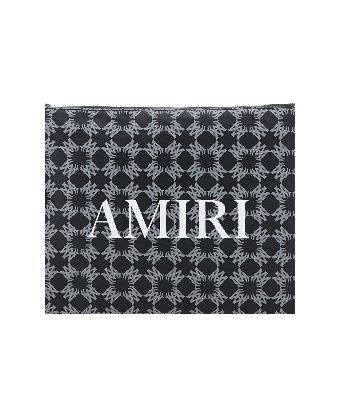 AMIRI Black Clutch Bag With With 'ma Quad' All-over Logo Decoration In Leather Man - Black