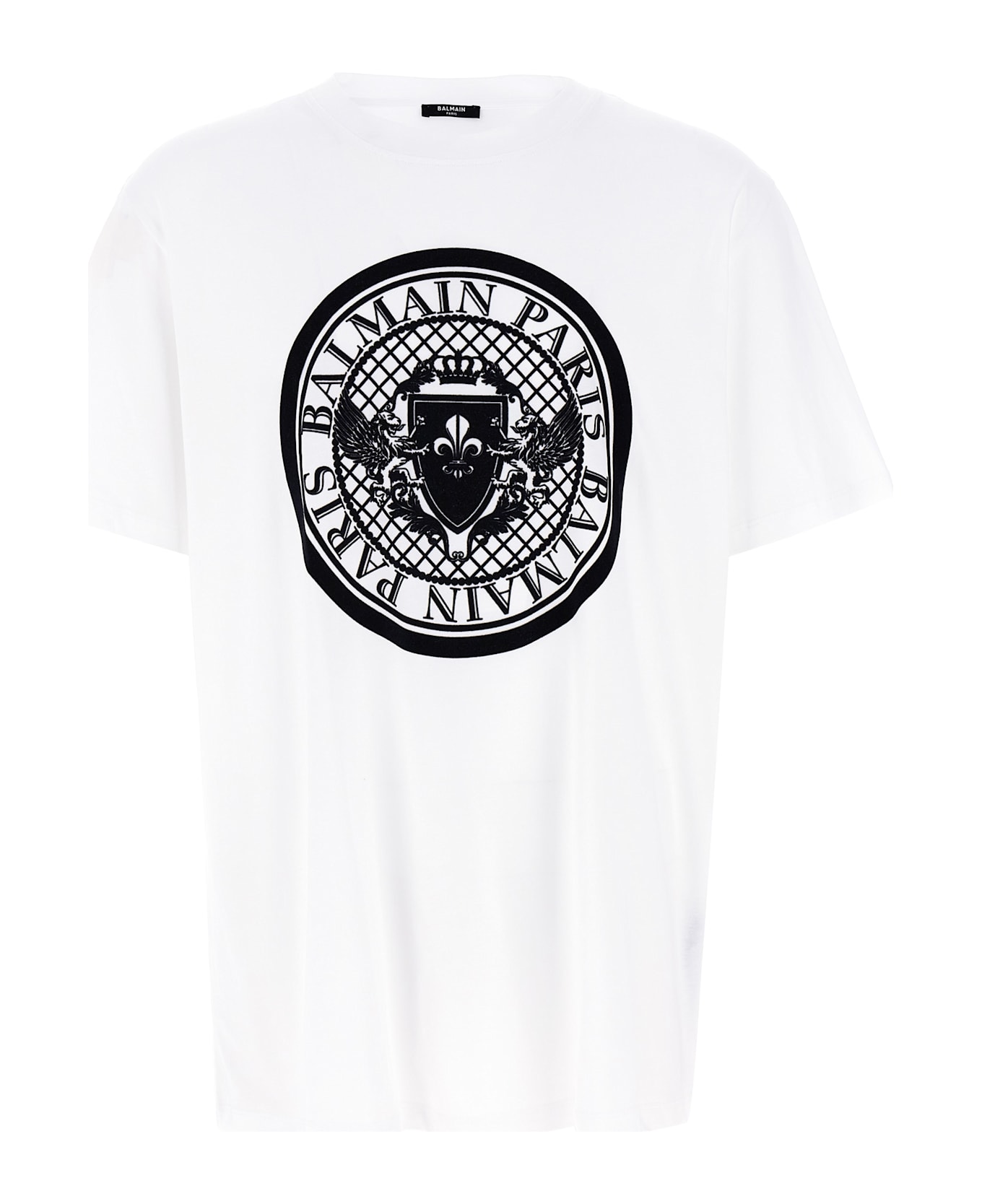 Balmain Velvet Logo T-shirt - White/Black