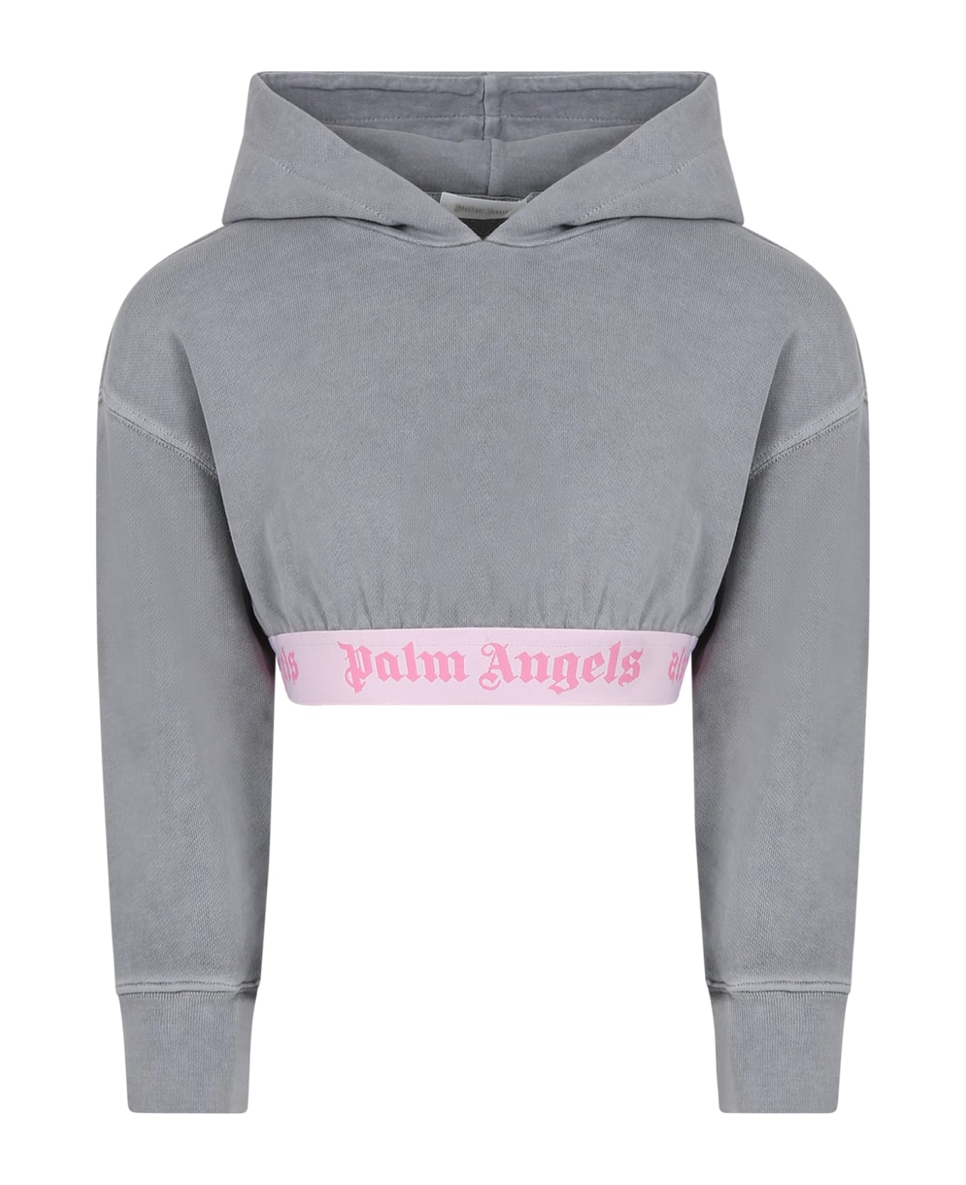 Palm Angels Grey Sweatshirt For Girl With Logo - Grey