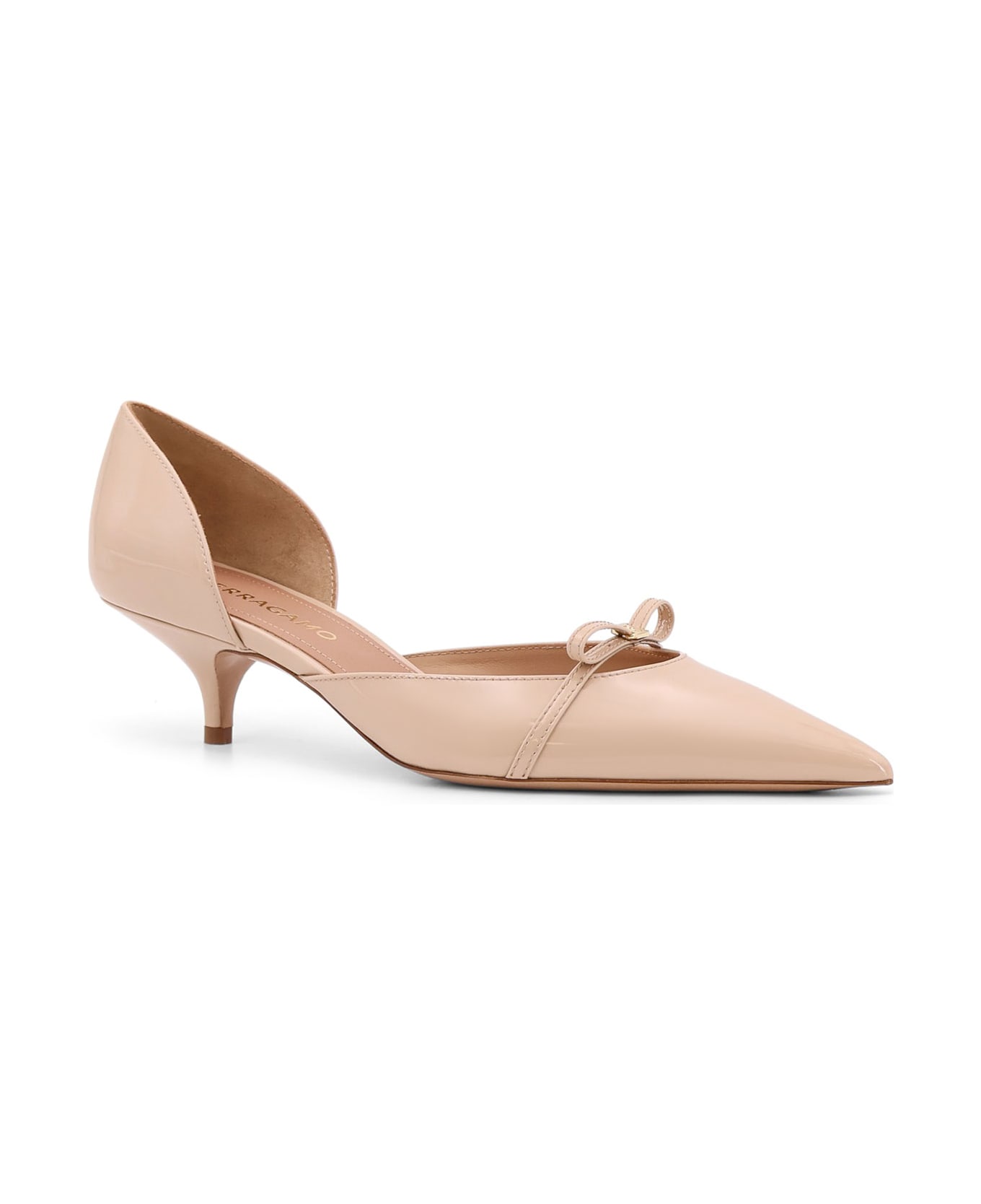 Ferragamo Gyoia 40 Patent Leather Décolleté - Beige