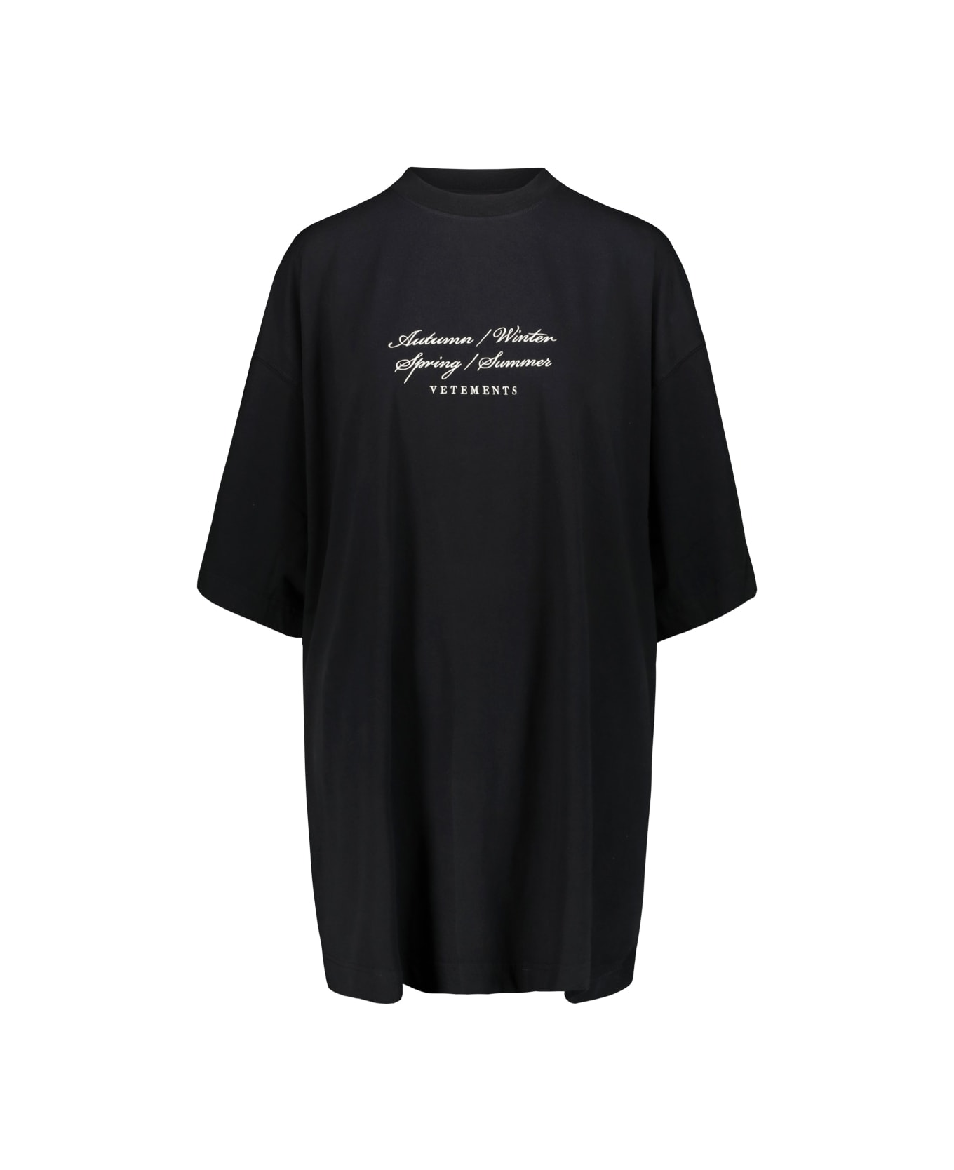 VETEMENTS 4 Season Embroidered Logo T-shirt - Black