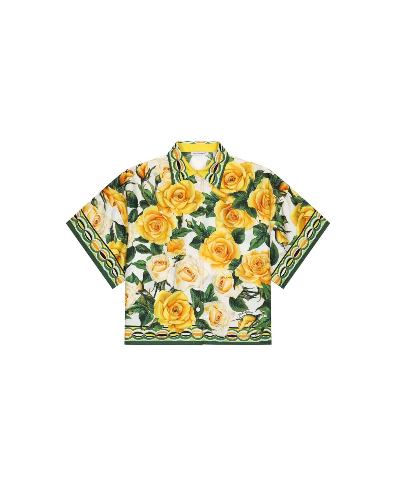 Dolce & Gabbana Pajama Shirt With Yellow Rose Print - Yellow シャツ