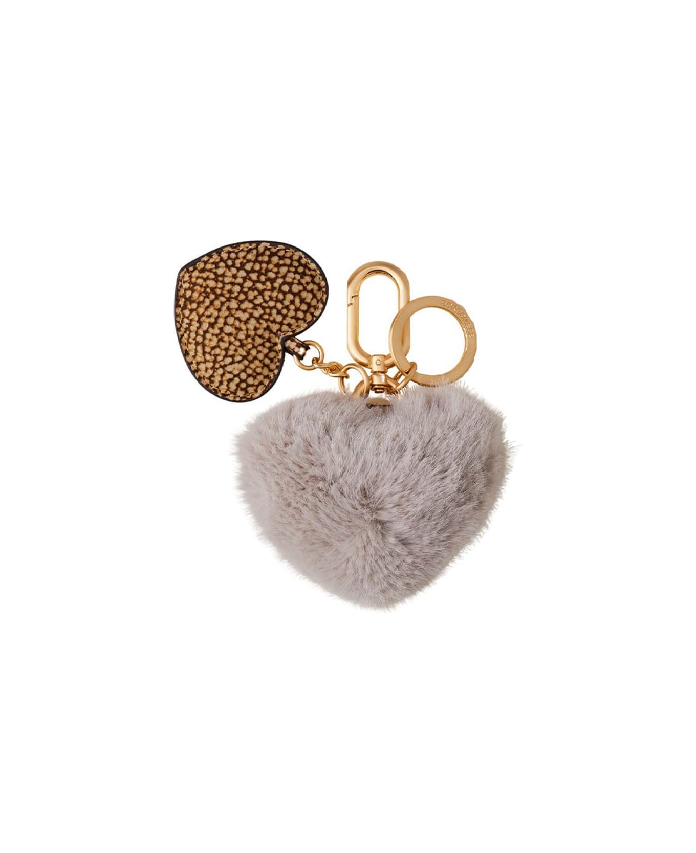 Borbonese Faux Fur Heart Keychain - NUVOLA/OP NATURALE キーリング