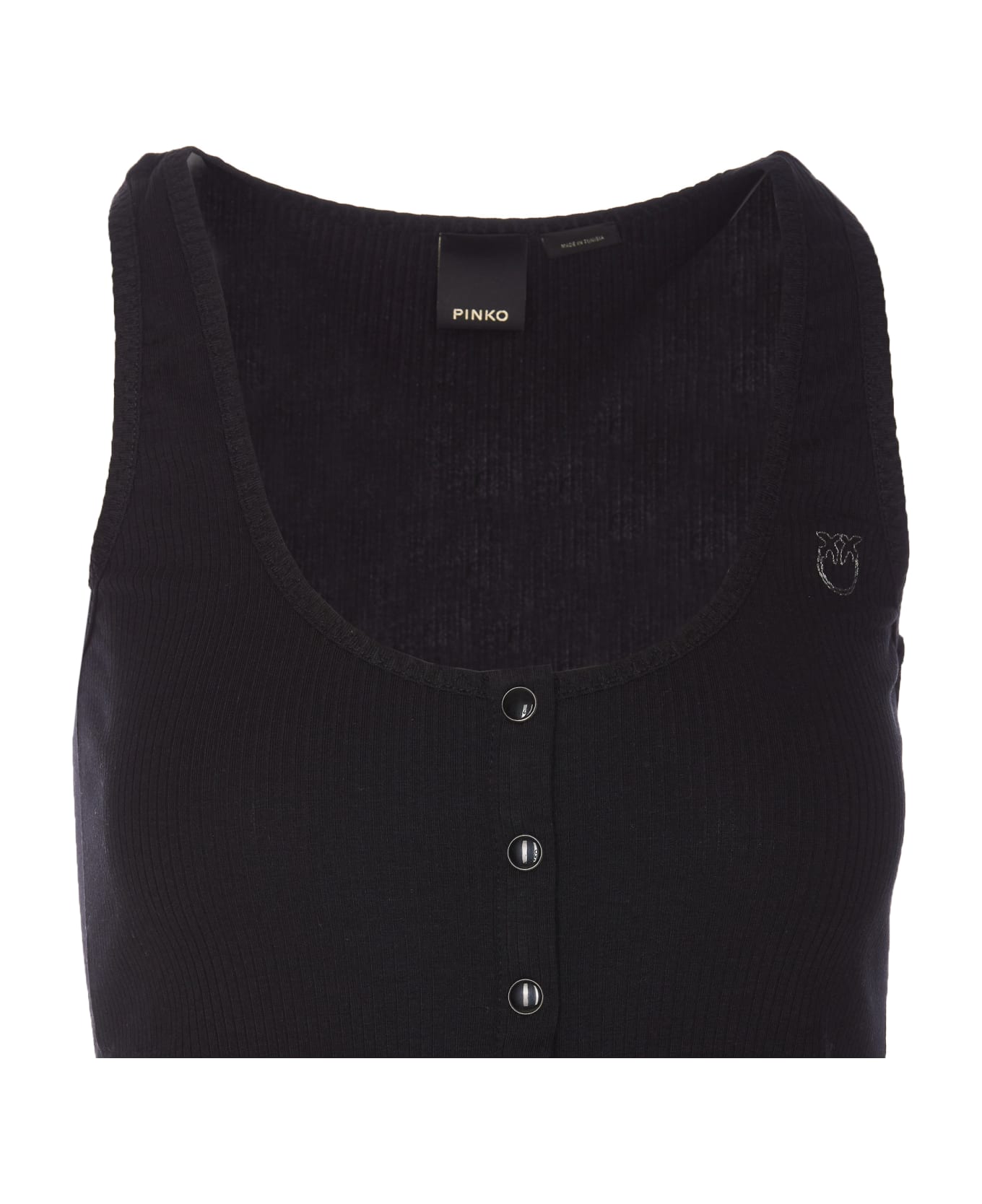 Pinko Tank Top With Nacre Buttons - Nero