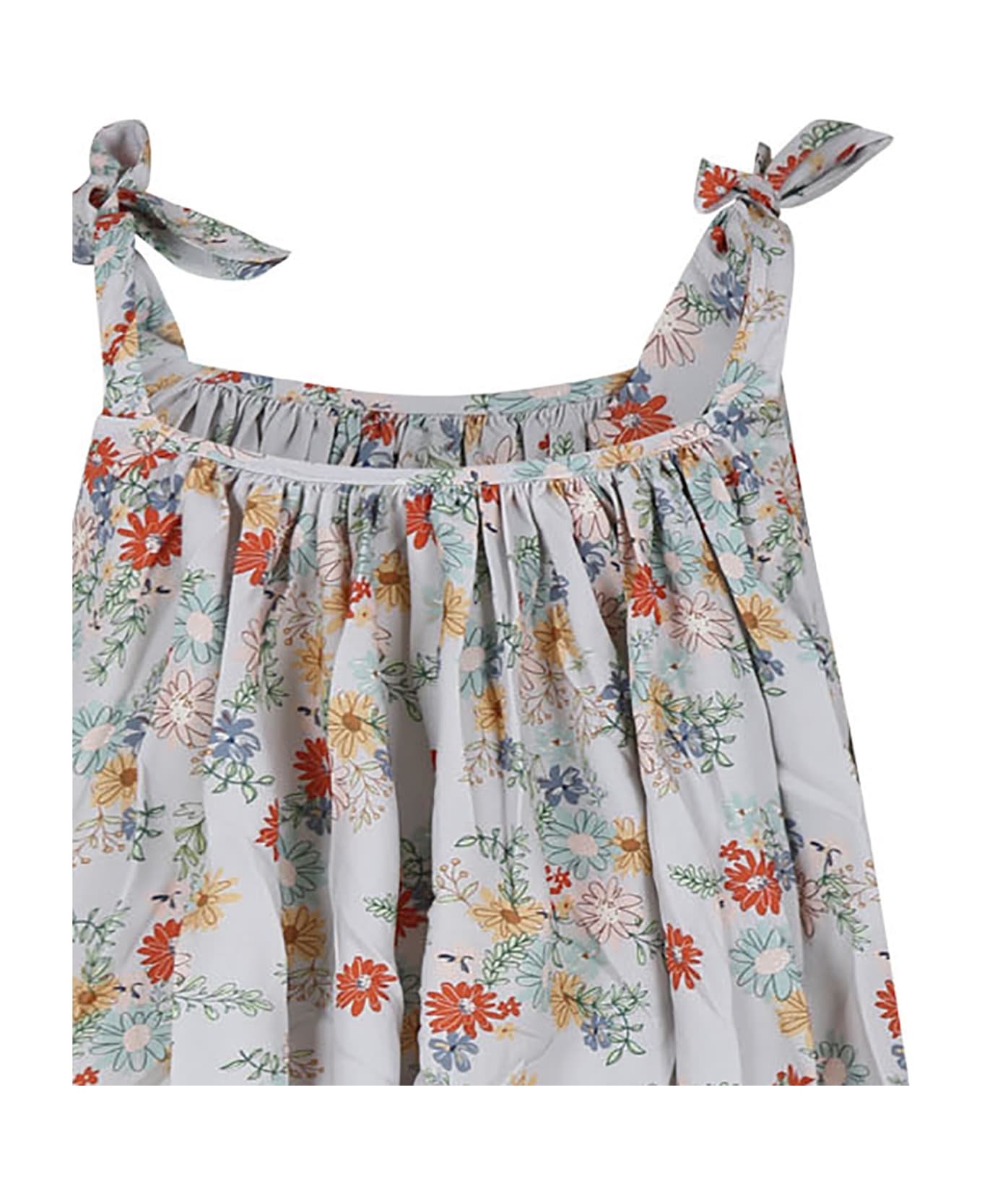 Coco Au Lait Light Blue Dress For Girl With Flowers Print - Light Blue ワンピース＆ドレス