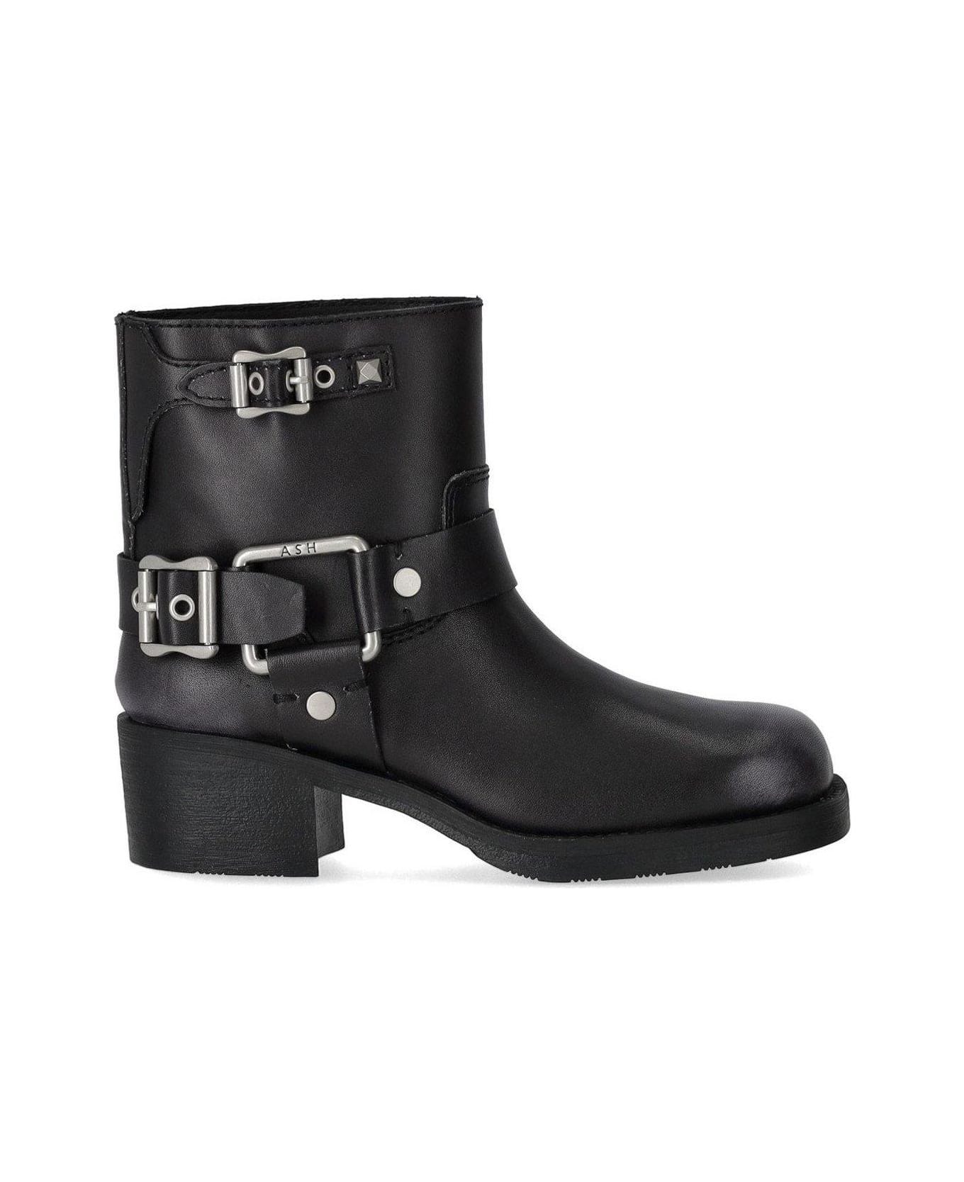 Ash Buckle Detailed Boots - BLACK