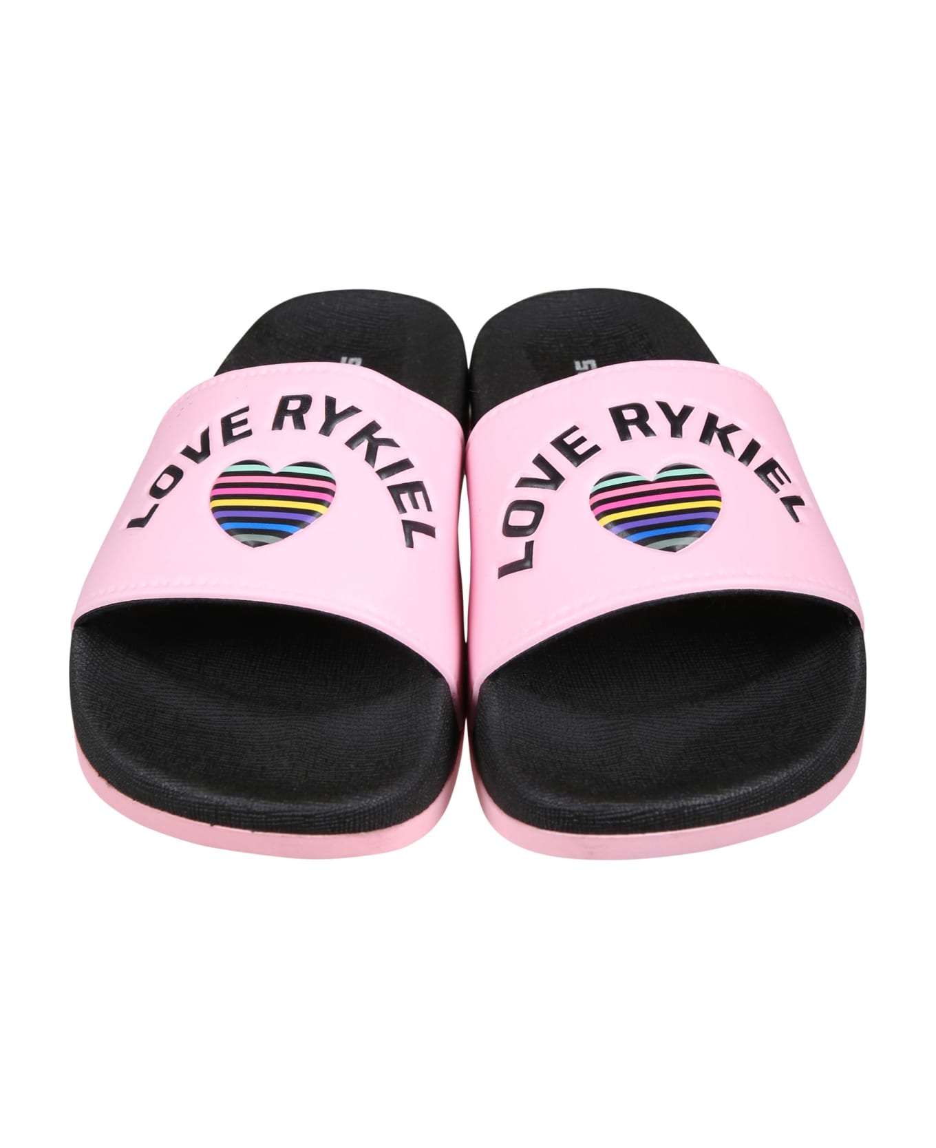 Rykiel Enfant Pink Slippers For Girl With Logo And Heart - Multicolor