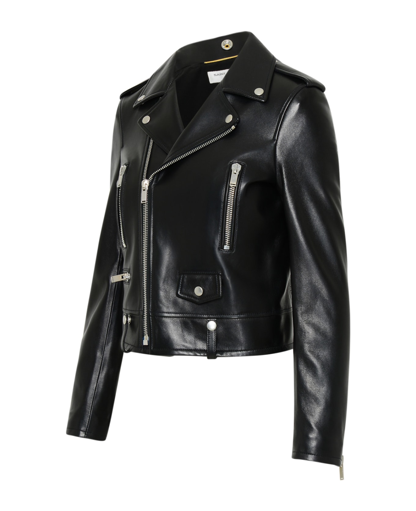Saint Laurent Black Leather Motorcycle Biker Jacket - Black