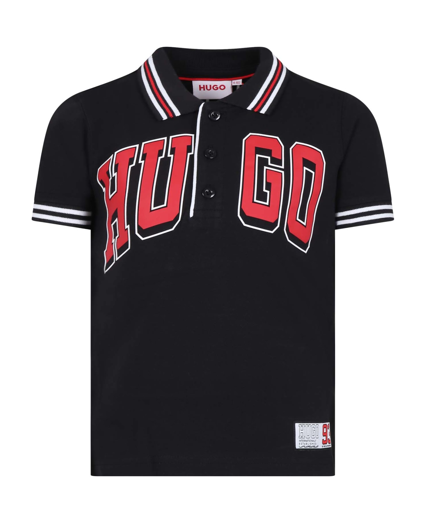 Hugo Boss Black Polo Shirt For Boy With Logo - Black Tシャツ＆ポロシャツ