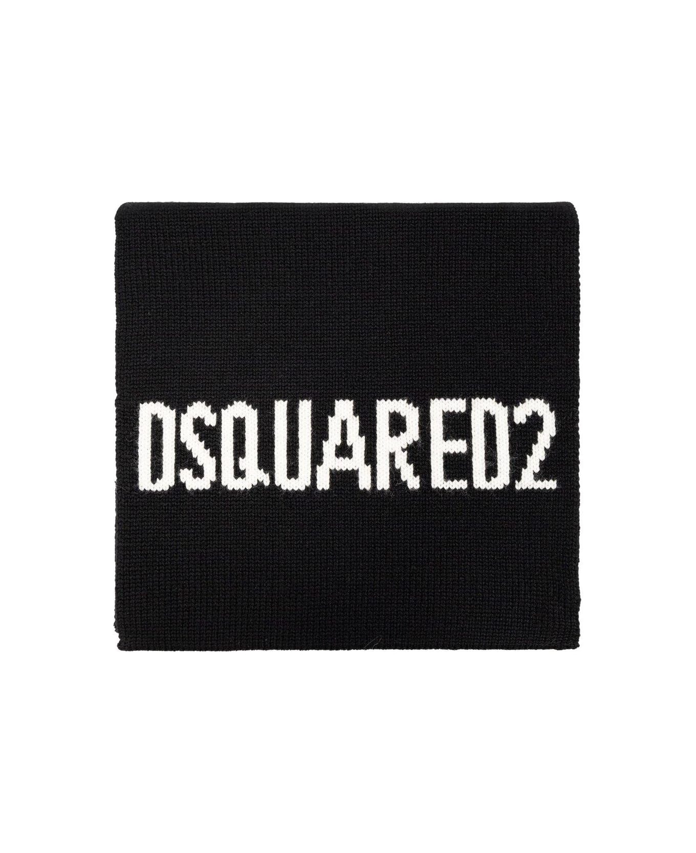 Dsquared2 Logo-intarsia Scarf - NERO