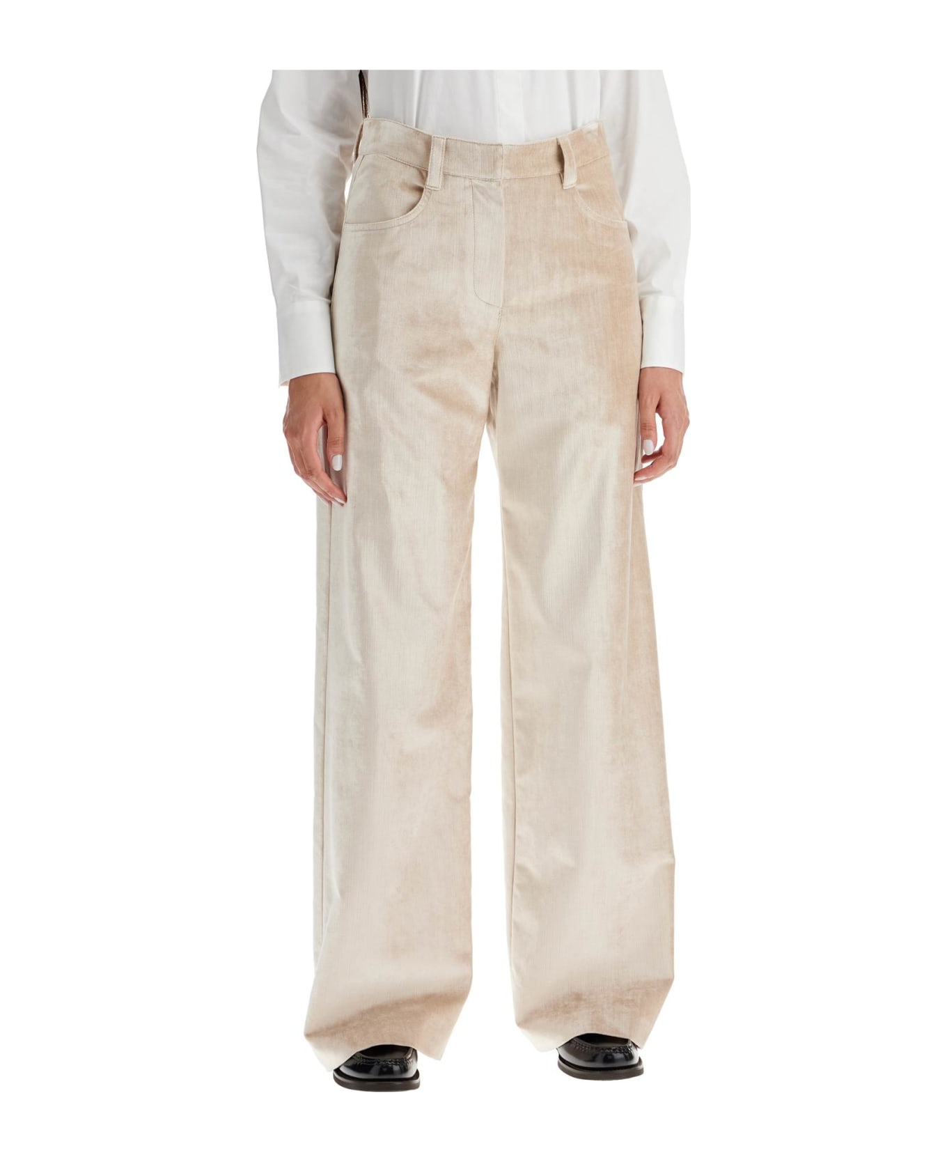 Brunello Cucinelli Velvet Pants For A Stylish Look. - Beige