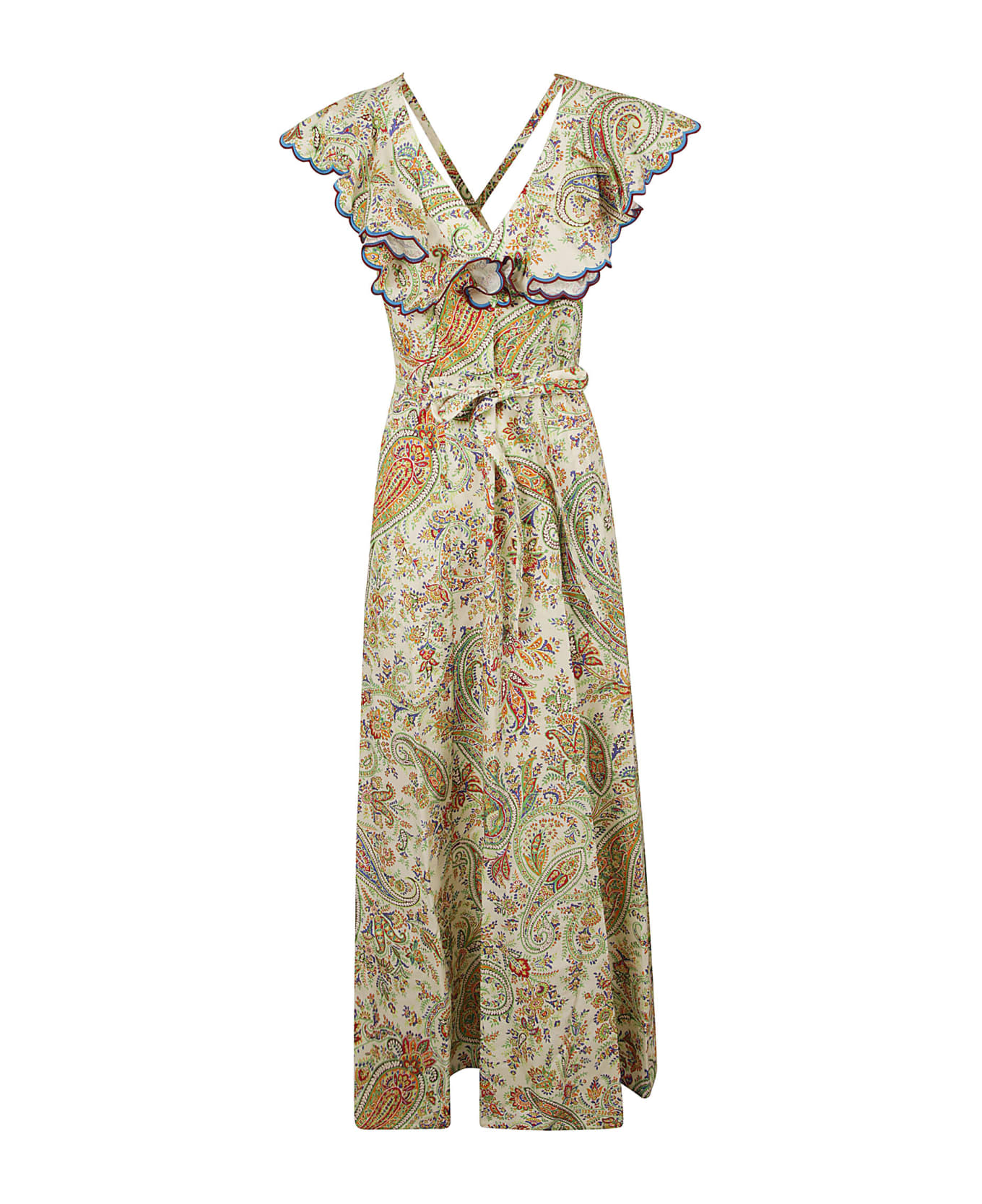 Etro Paisley Print Back Cross Strap Dress - White