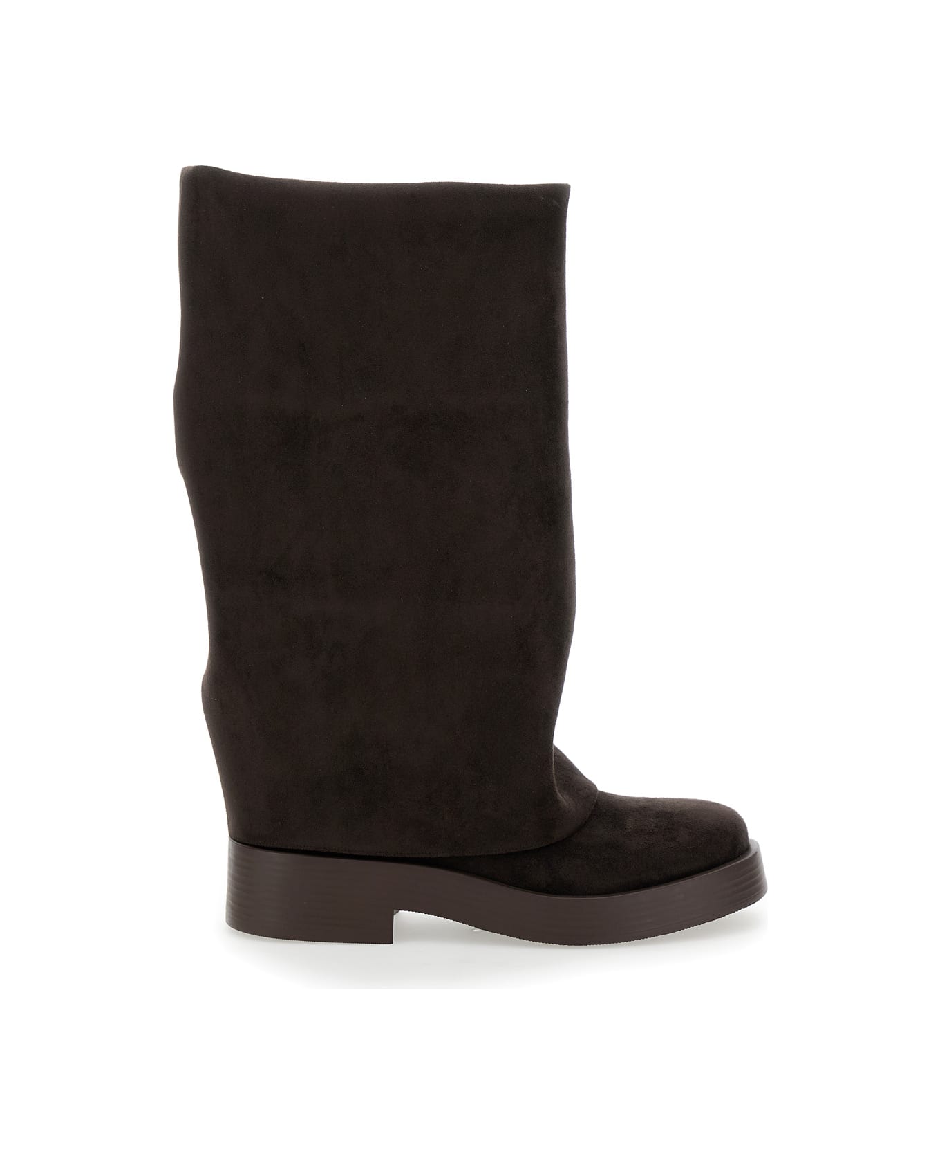 Casadei 'charlie' Brown Multi-layer Boots In Suede Woman - Brown