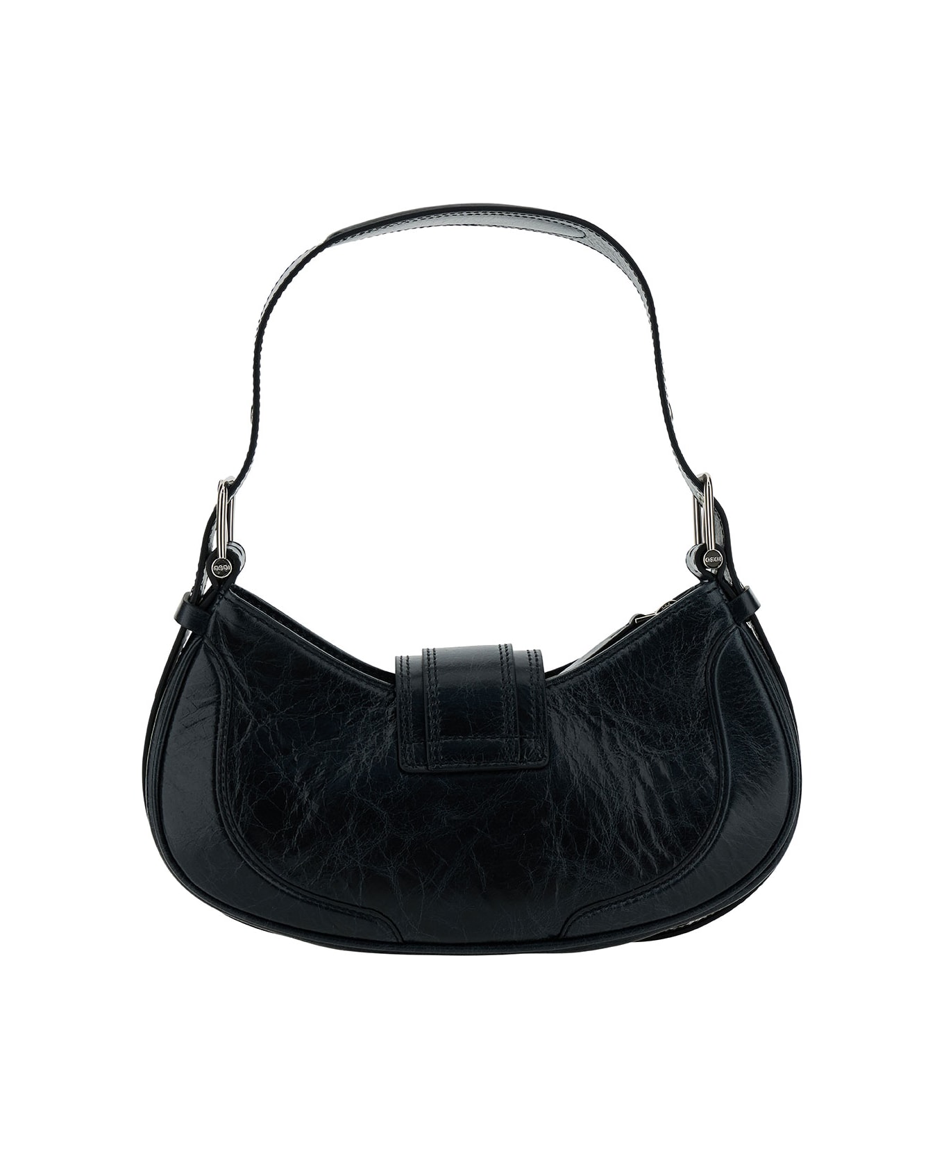 OSOI 'small Brocle' Black Shoulder Bag In Hammered Leather Woman - Black