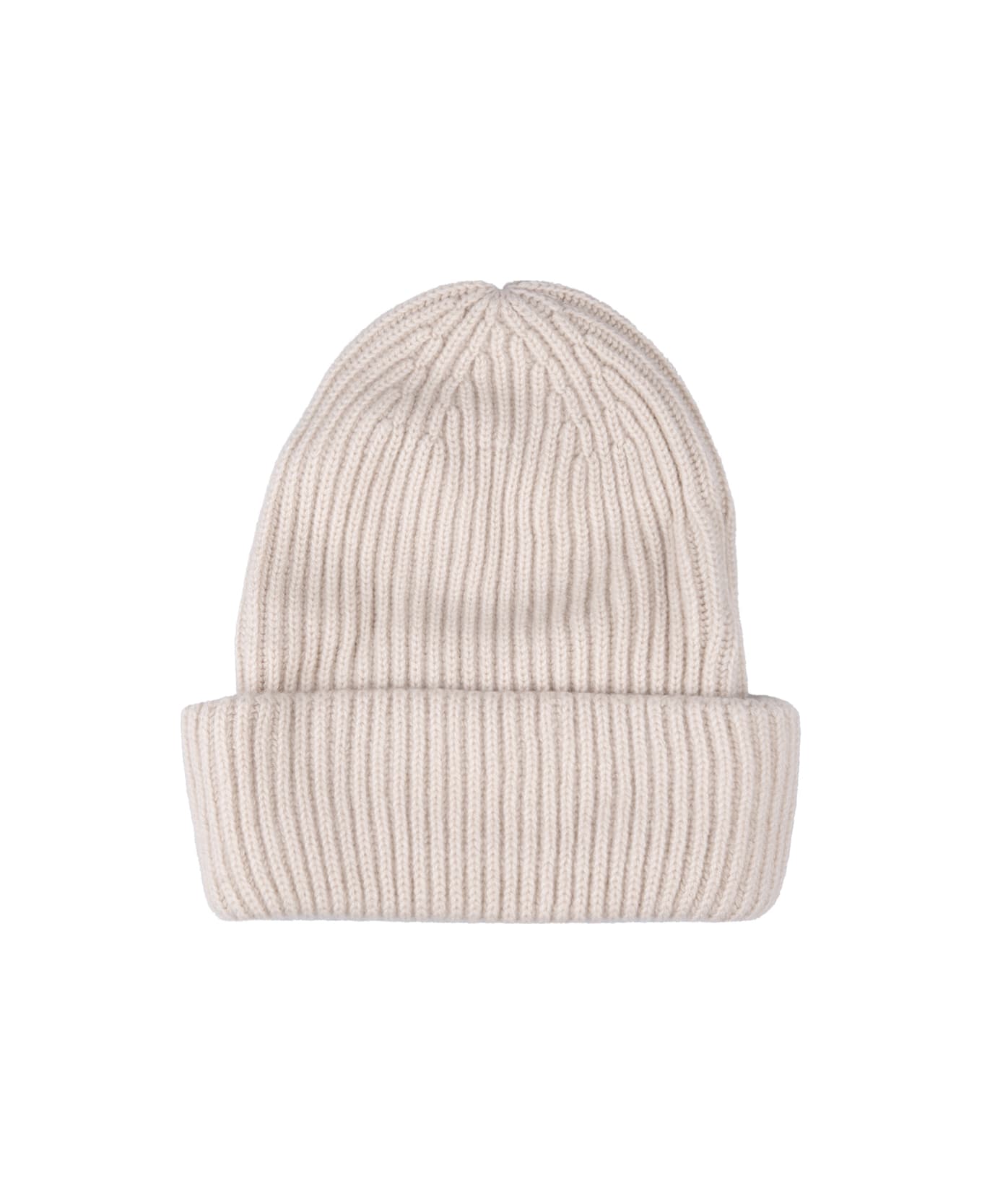 Fedeli Gold Ribbed Cashmere Beanie - Brown