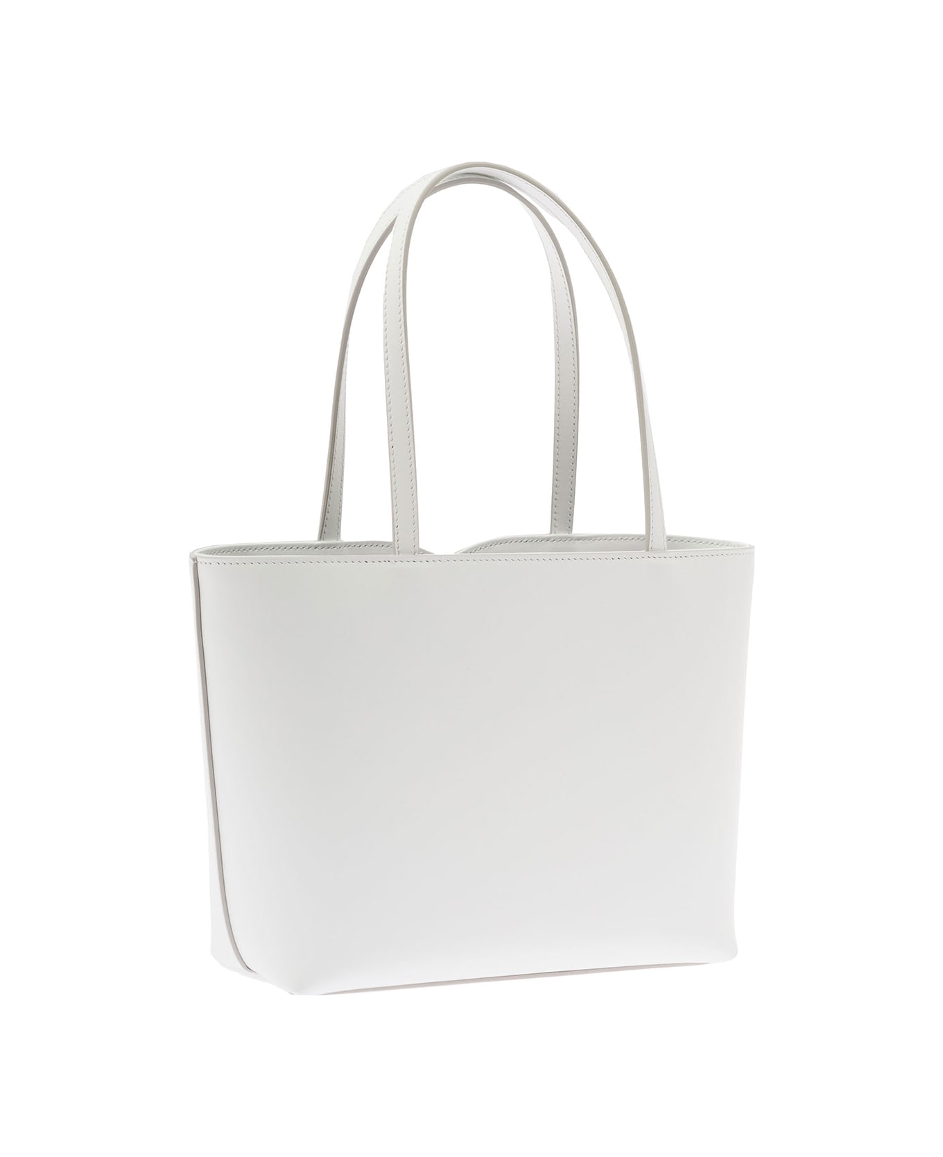 Dolce & Gabbana 'dg Logo' Small White Shopper In Leather Woman - Avorio