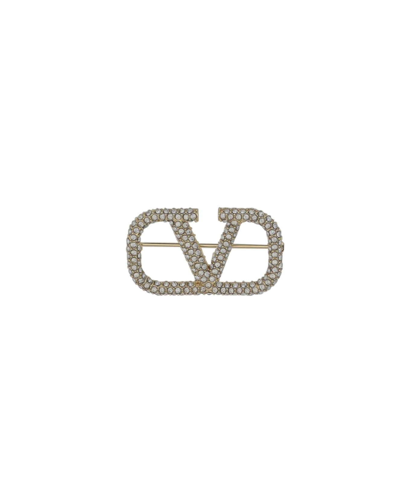 Valentino Garavani Vlogo Valentino Garavani Brooch - Oro 18/crystal Silver ブローチ