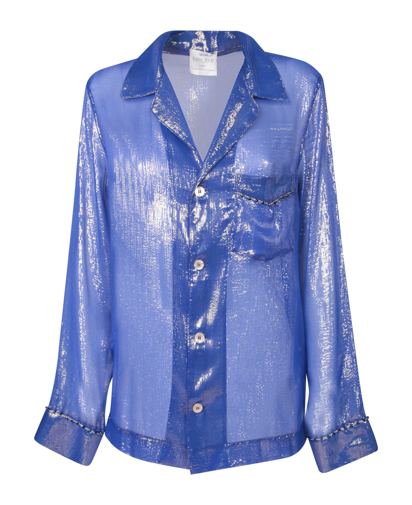 Forte_Forte Celeste Lurex Chiffon Shirt - Blue