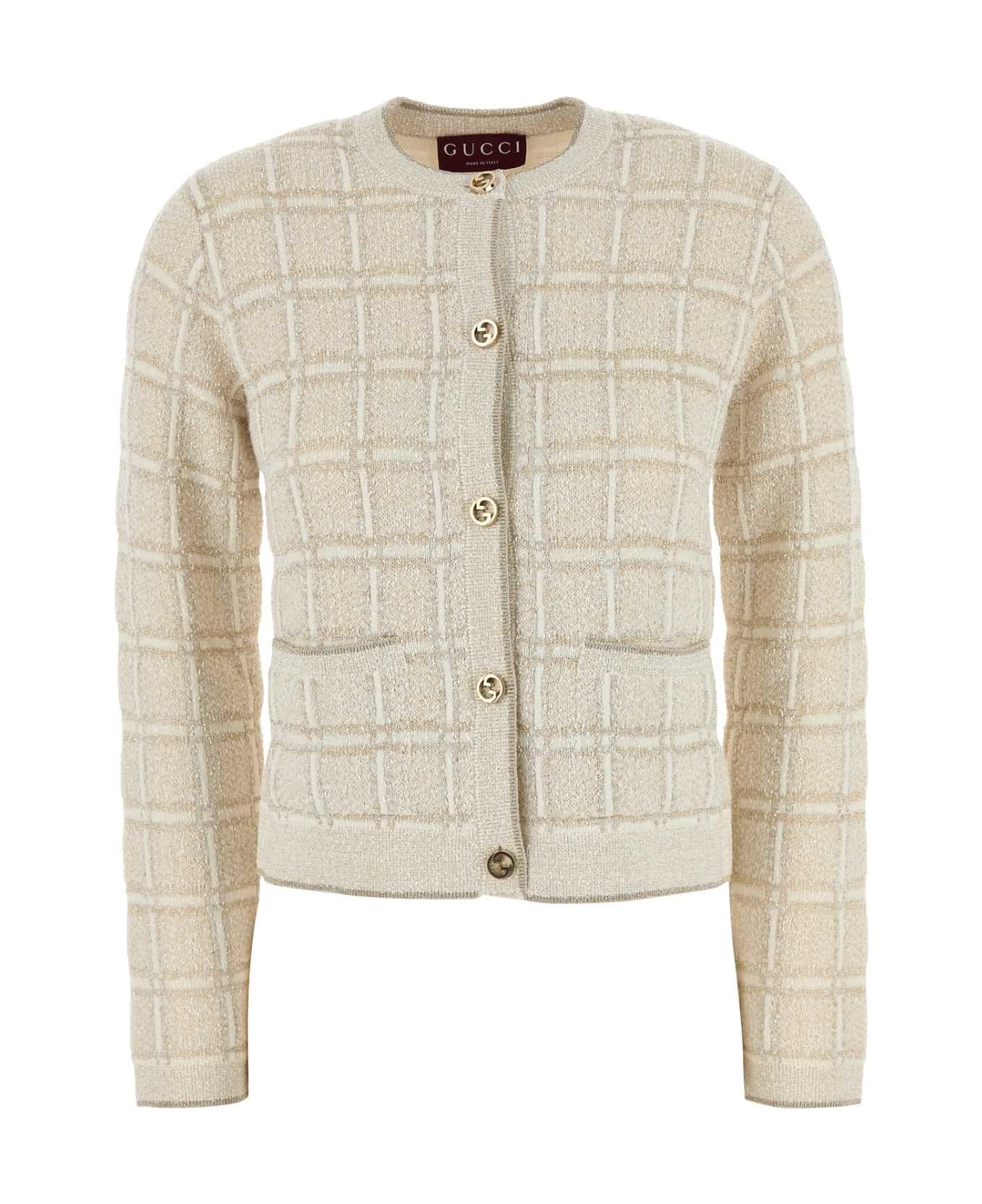 Gucci Embroidered Wool Blend Cardigan - WHITEGOLD
