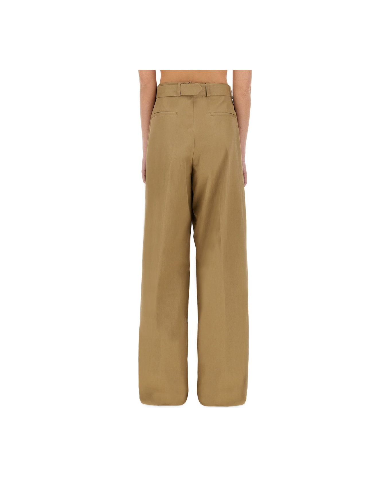 Dries Van Noten Wide-leg Pants With Belt - BEIGE