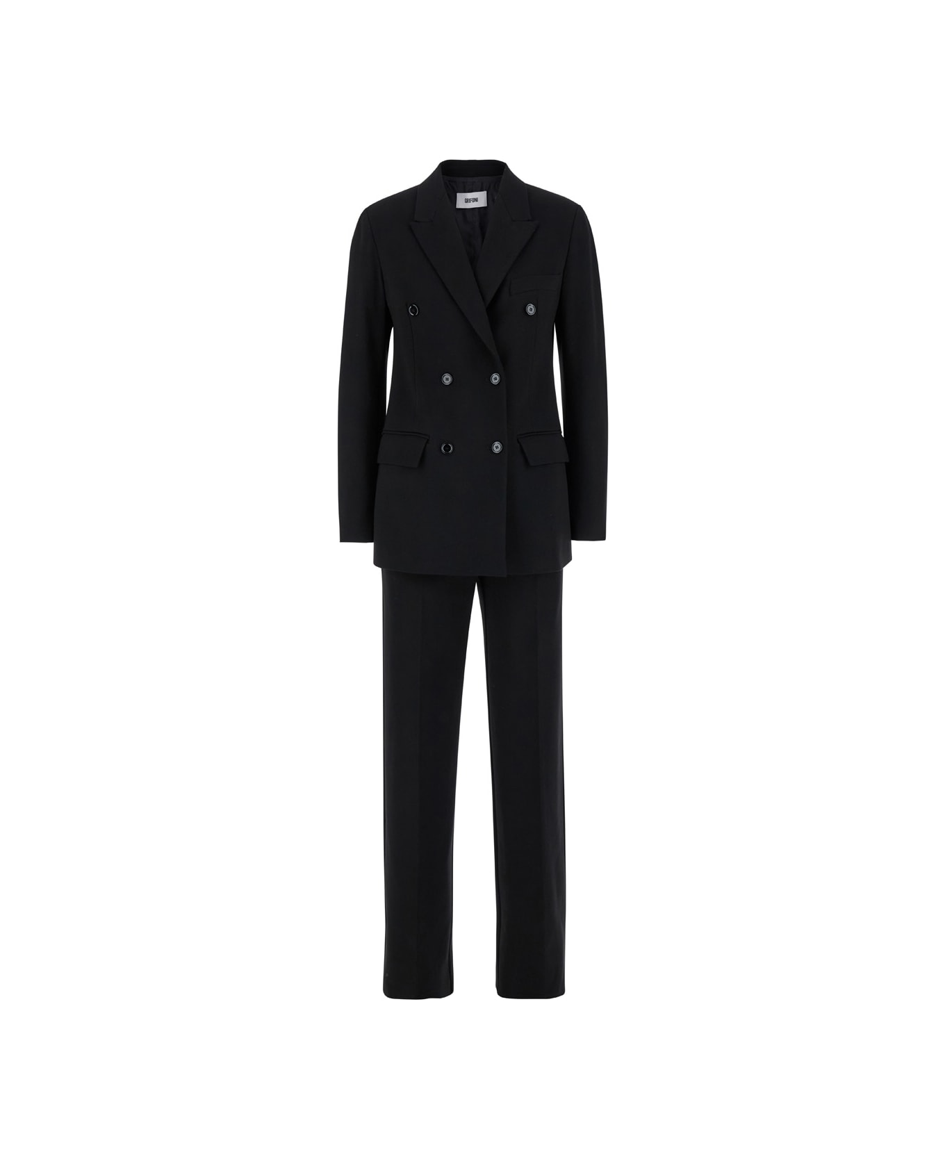 Mauro Grifoni Black Double-breasted Suit With Notched Revers In Stretch Fabric Woman - Black