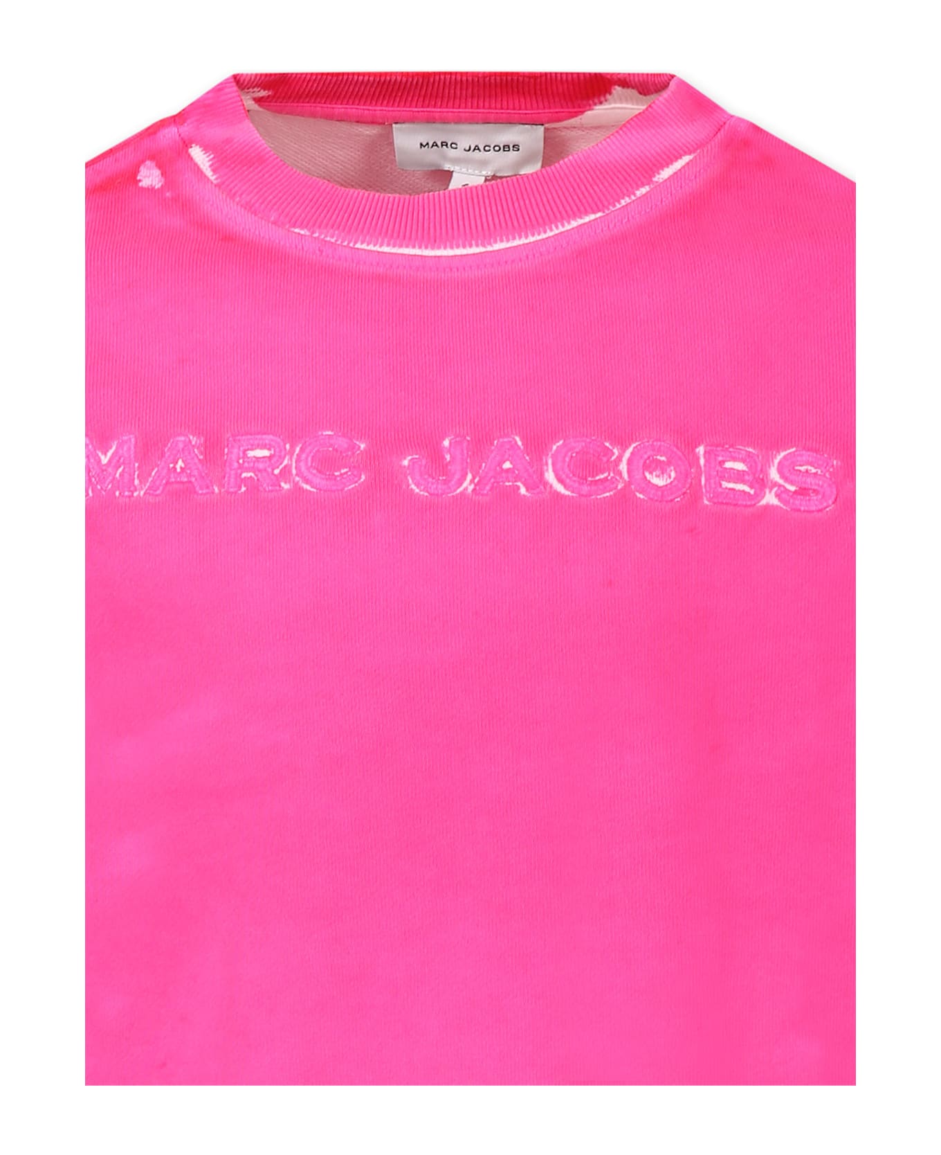 Little Marc Jacobs Fuchsia Sweatshirt For Girl With Logo - Fuchsia