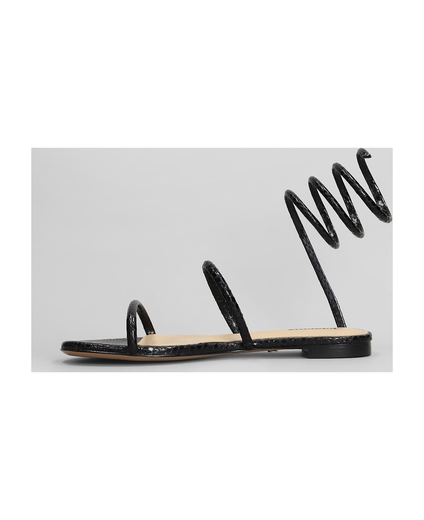 Lola Cruz Greta Flat Flats In Black Leather - black