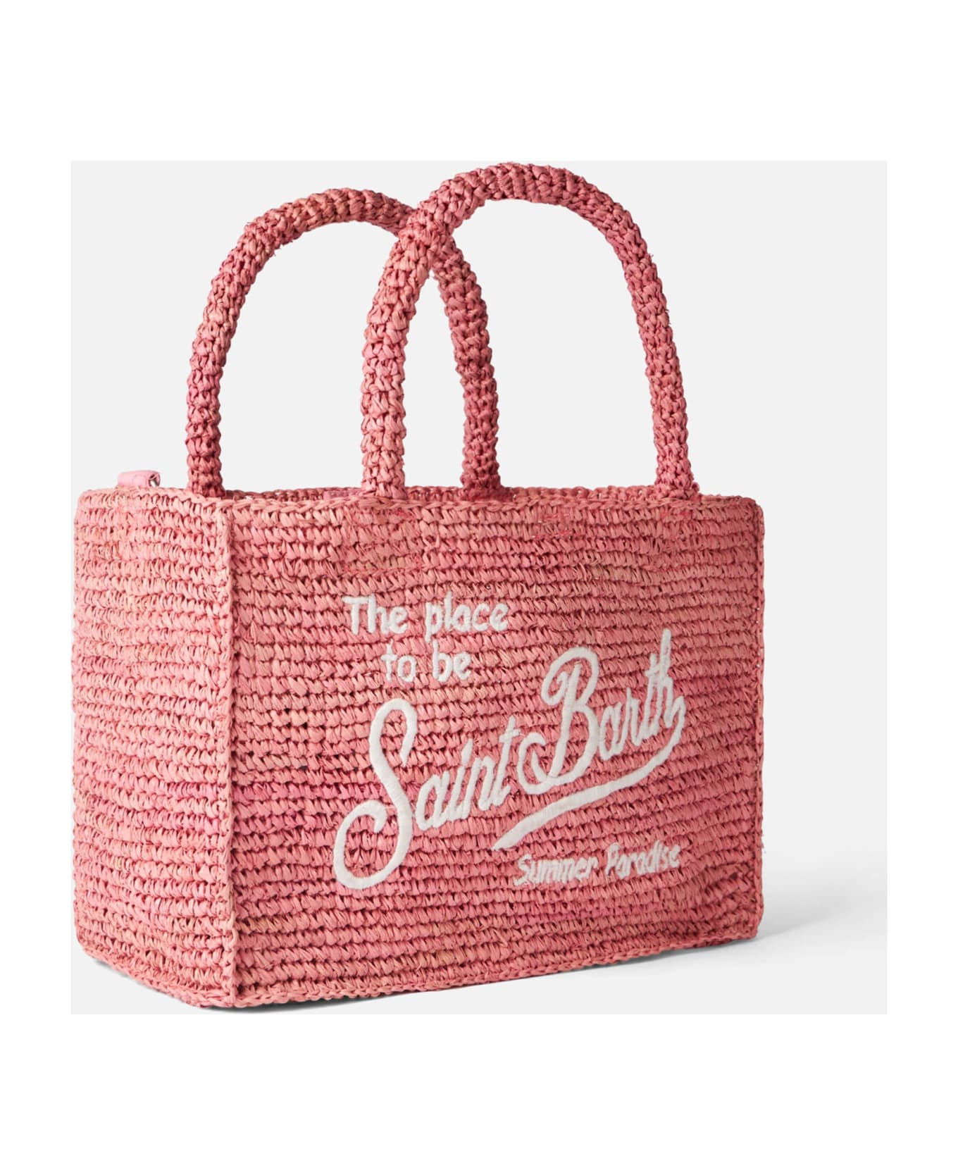 MC2 Saint Barth Colette Pink Raffia Handbag With Saint Barth Embroidery - PINK