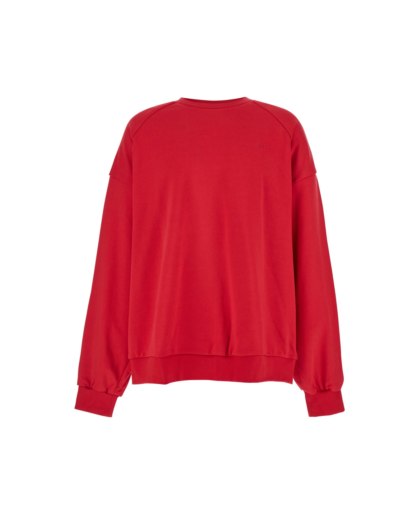 Juun.J Red Oversized Sweatshirt With Graphic Print In Cotton Man - Red