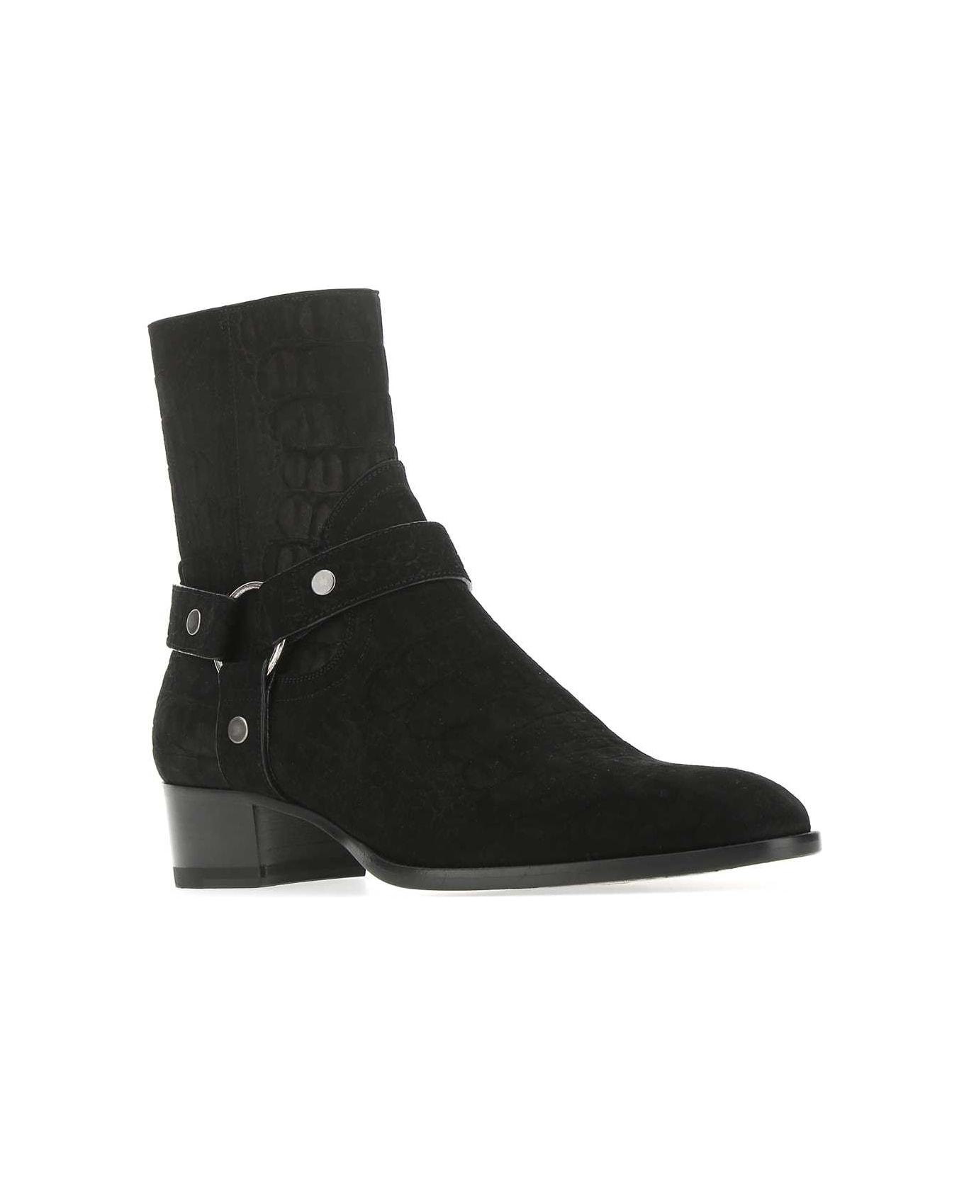 Saint Laurent Black Suede Boots - NERO