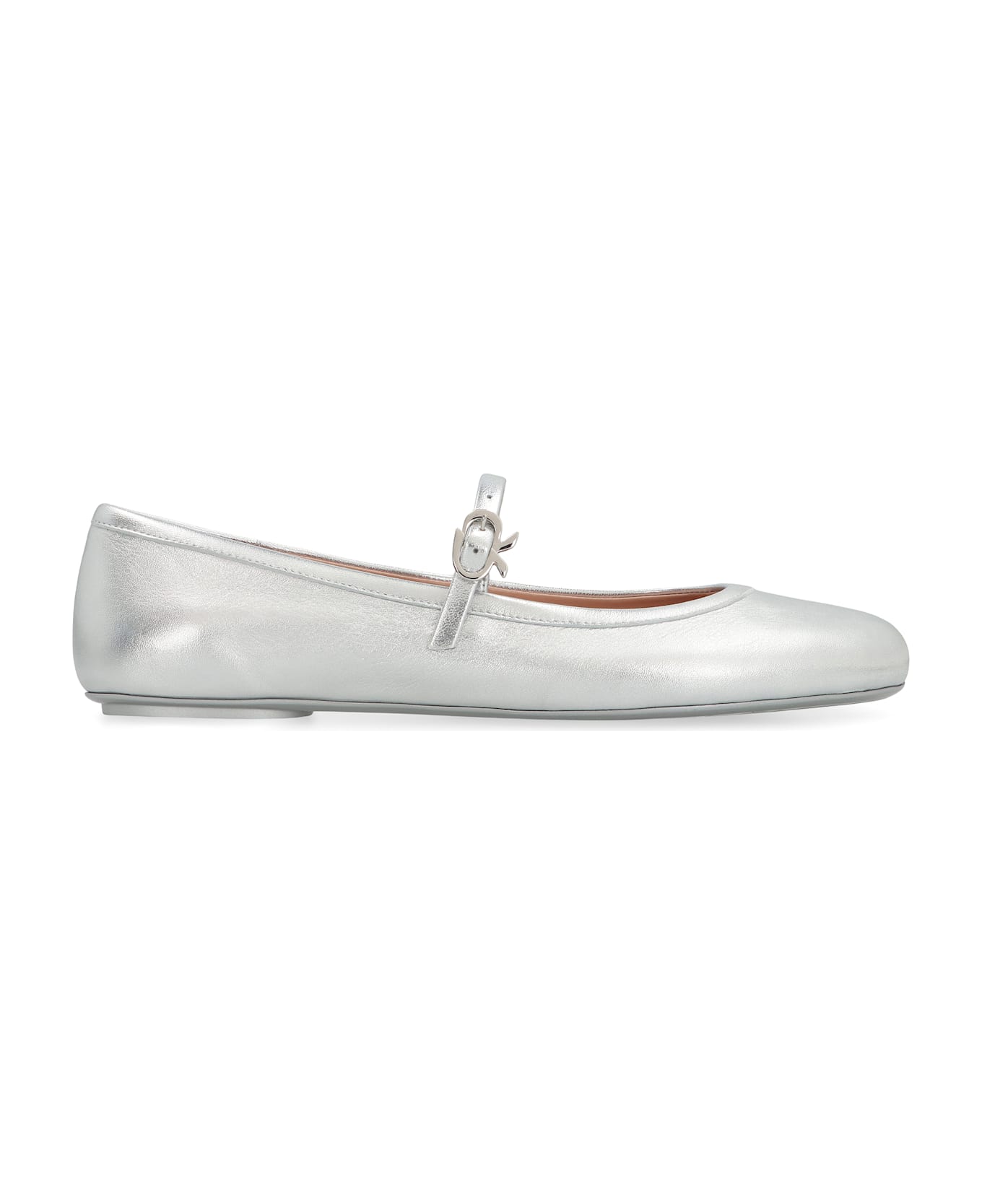 Gianvito Rossi Carla Leather Ballet Flats - Silver